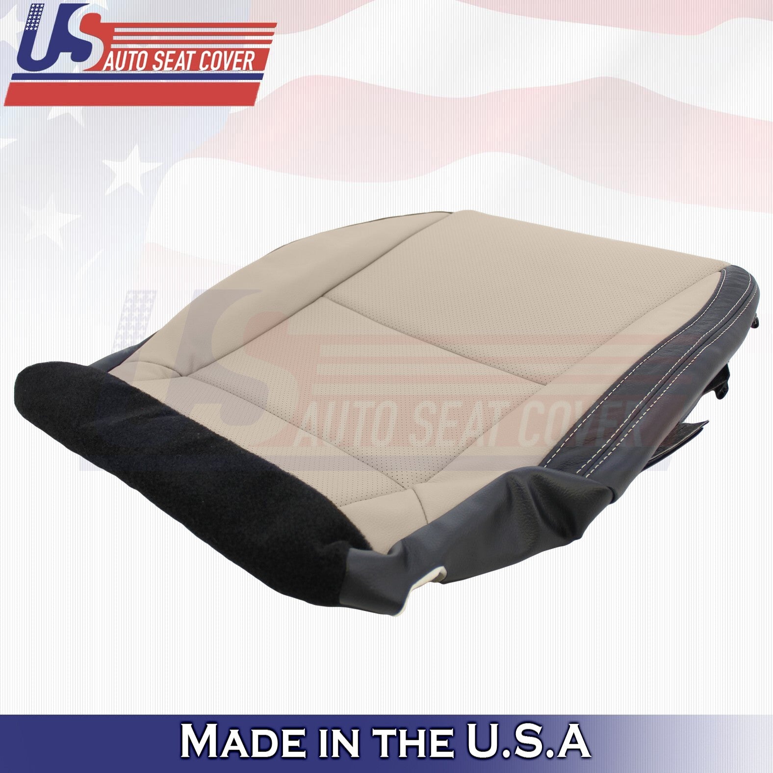 2010 to 2015 For Chevy Camaro Passenger Bottom Leather Cover Beige/Black