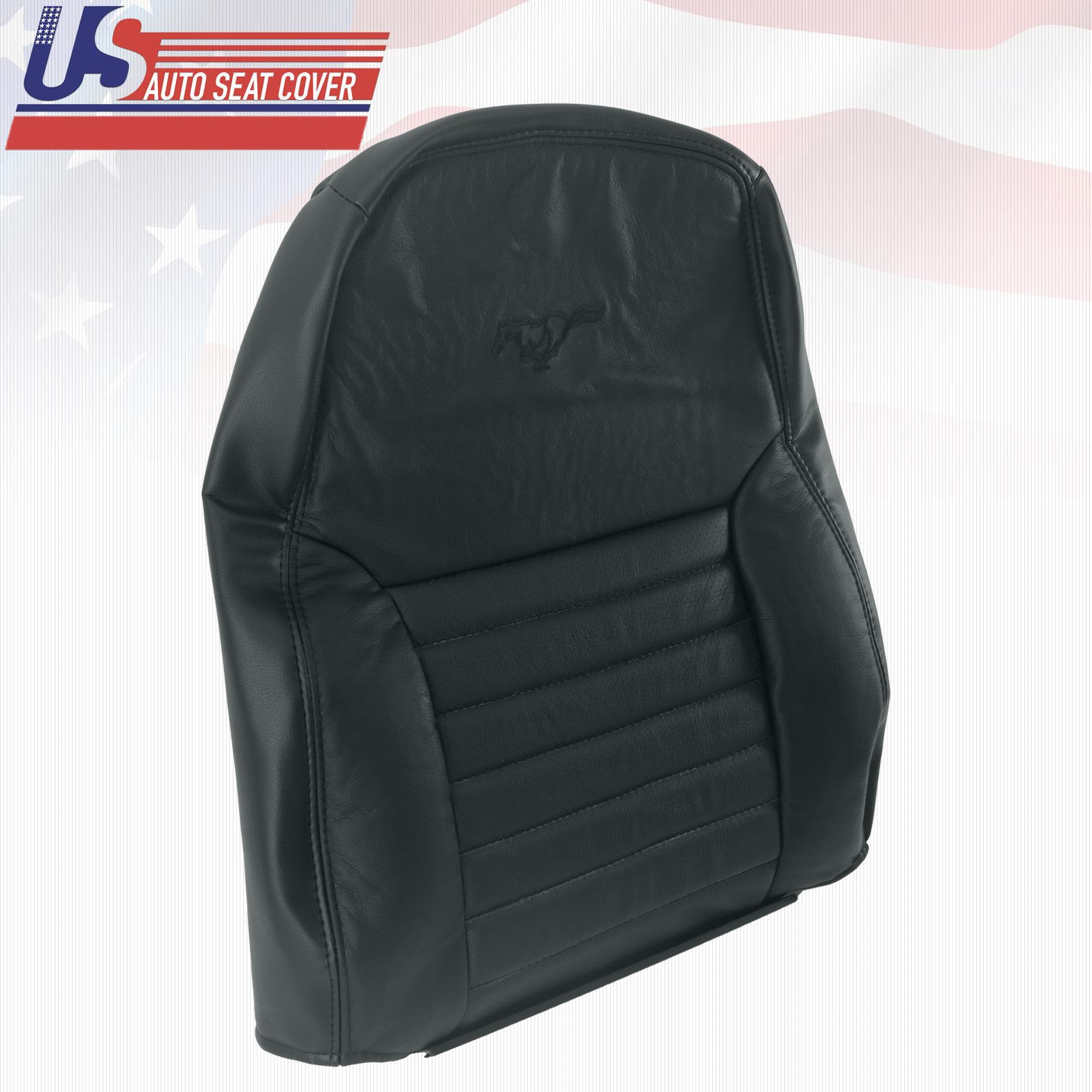 2001 2002 Ford Mustang GT Coupe Driver Lean Back Perforated Leather Cover Black