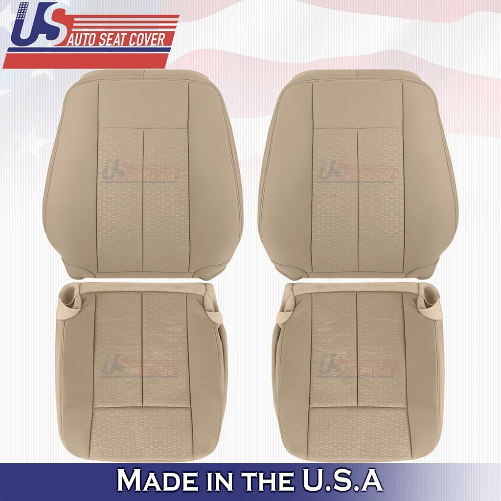 2007 to 2014 Fits Ford Expedition Front Set Tops & Bottoms Cloth Cover Camel Tan
