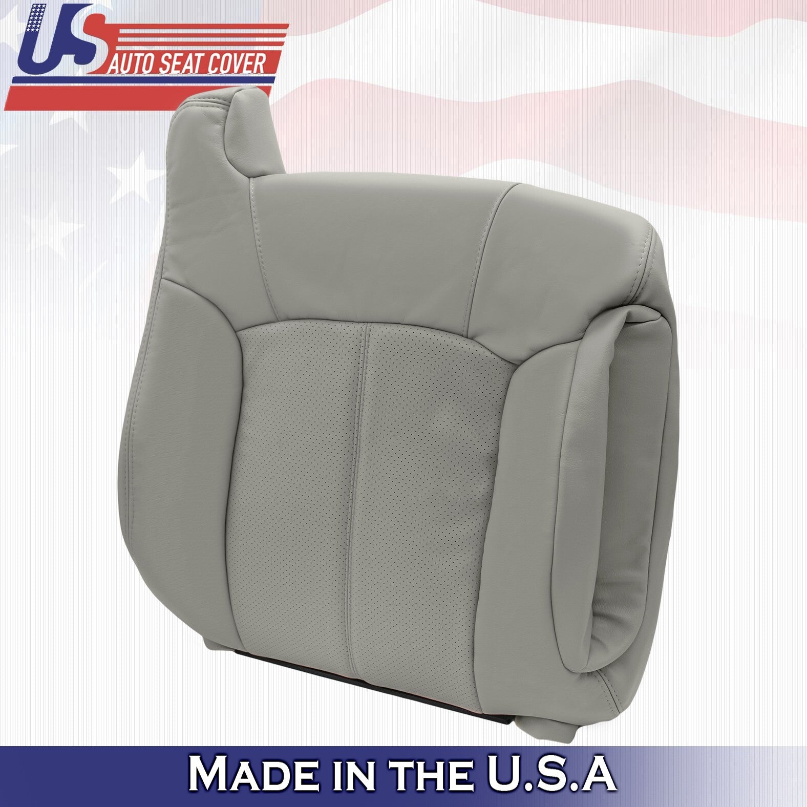 Driver Top &Bottom Leather Seat Cover Gray Fits Cadillac Escalade 1999-2002