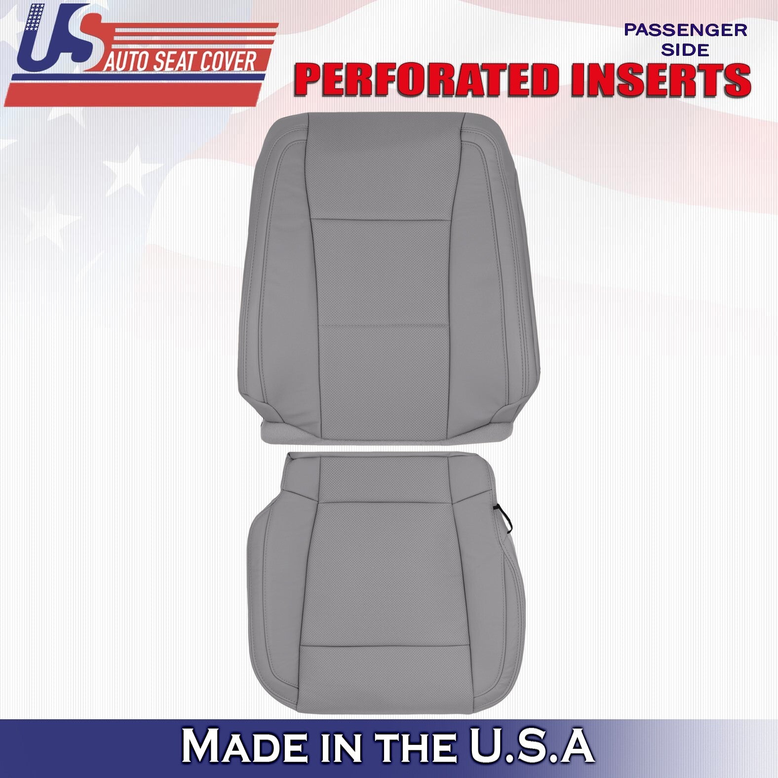 2017 For Ford F150 Lariat Passenger Top & Bottom Perf Leather Seat Covers Gray