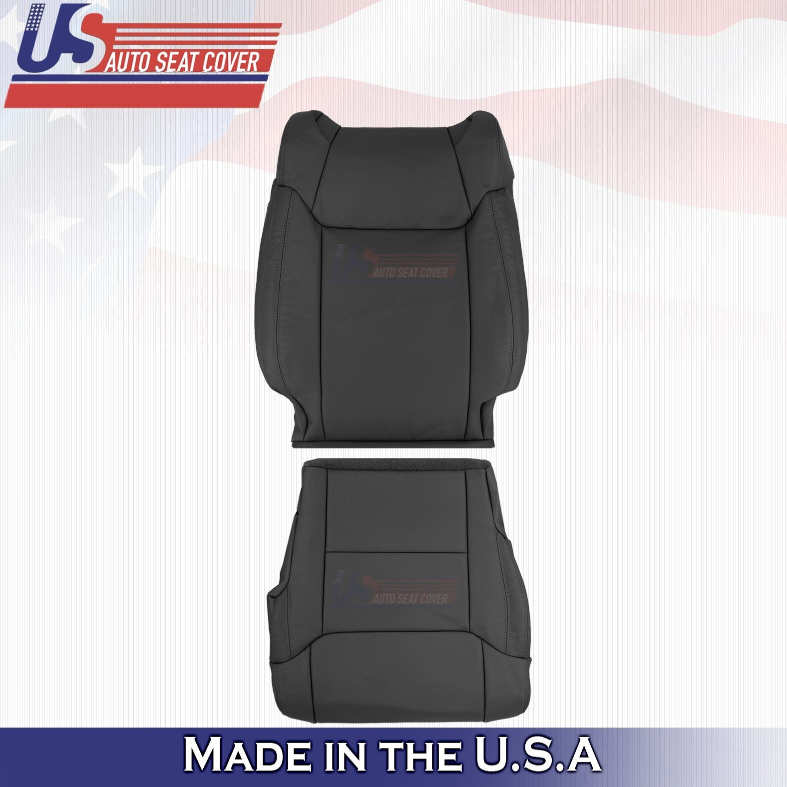 2014 to 2018 For Toyota Tundra Driver Top & Bottom Leather Seat Covers BLK