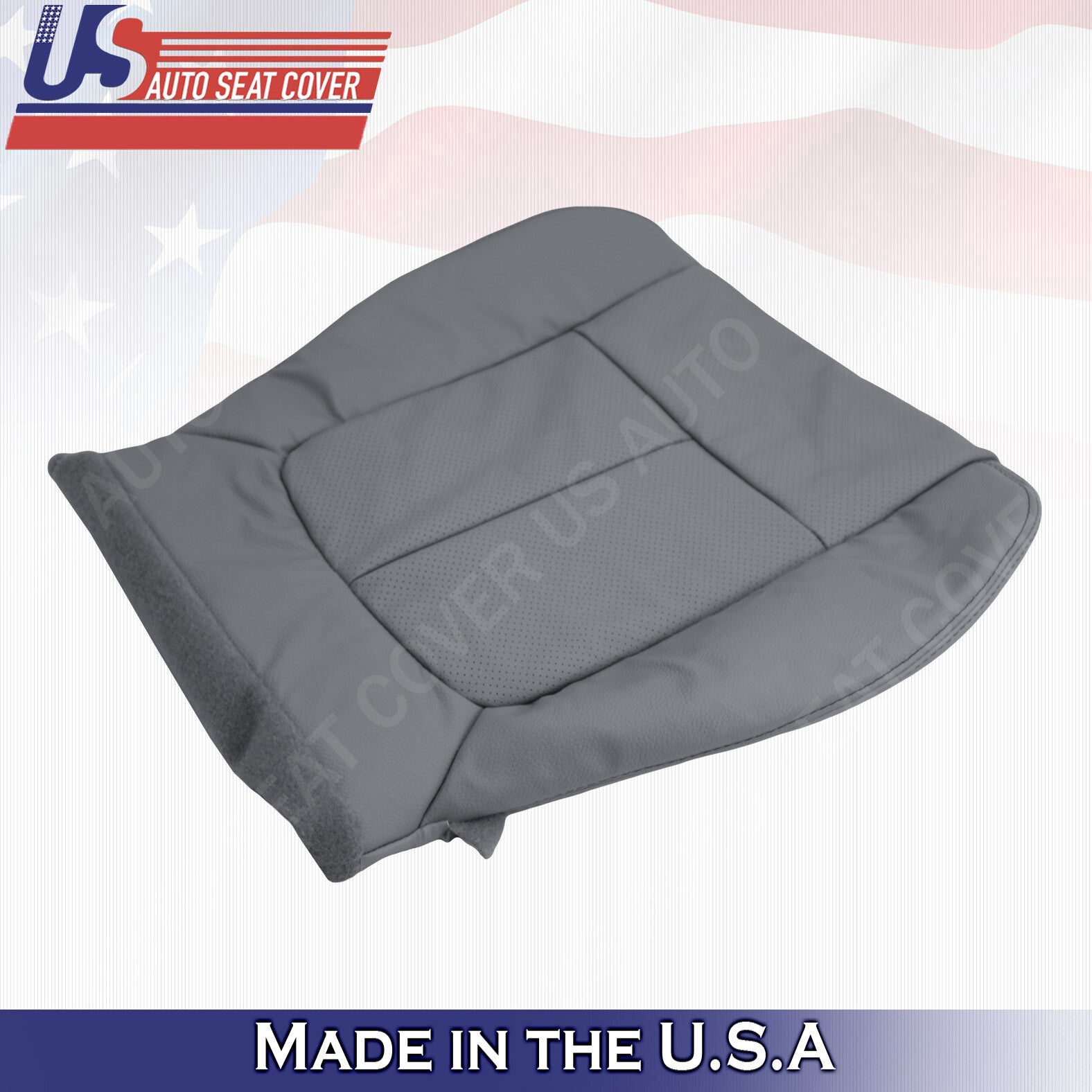 Passenger Bottom Perforated Leather Seat Cover 2011 to 2014 Ford F150 Steel Gray
