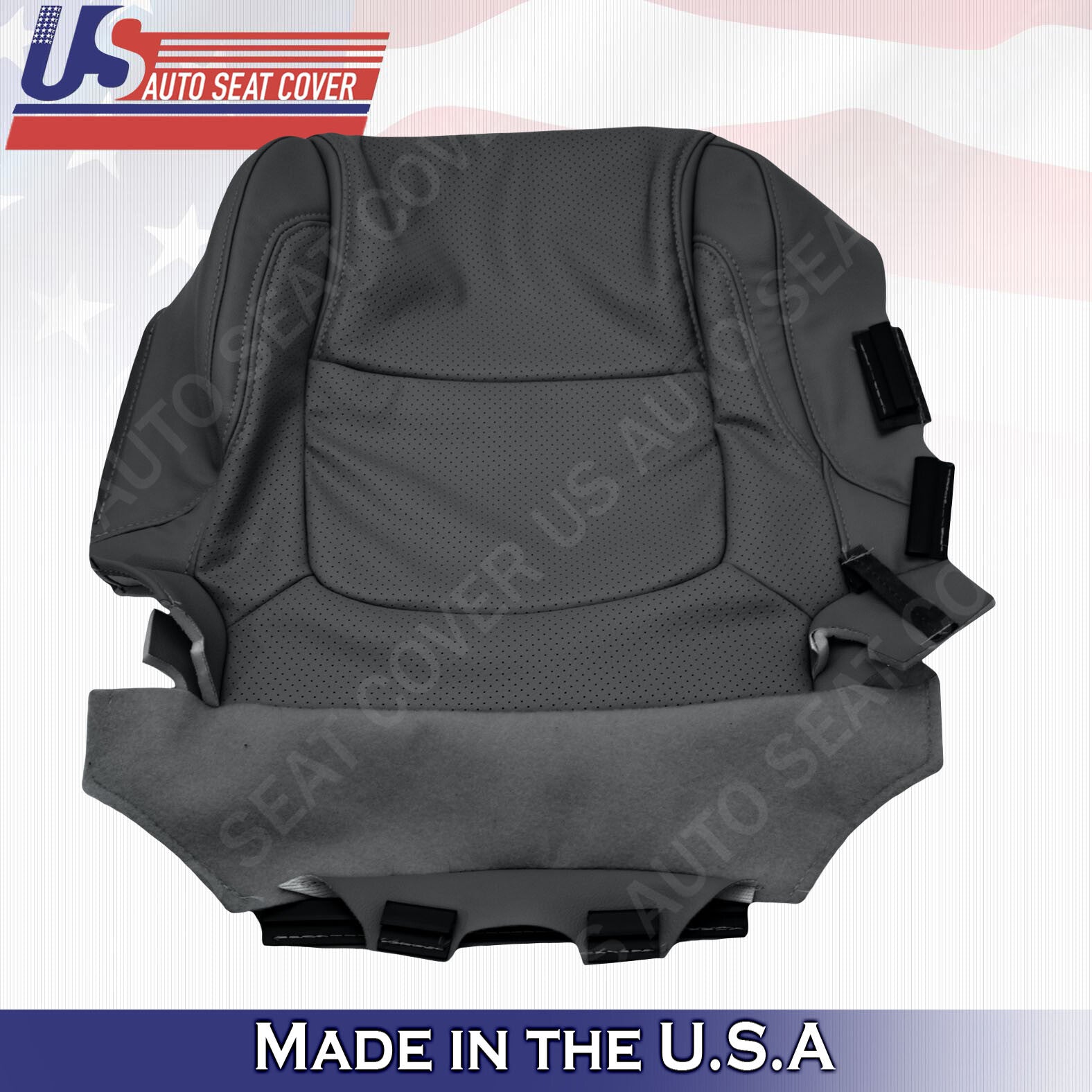 Front PASSENGER Top & Bottom Leather Perf Cover Black 2011 to 2015 Ford Explorer