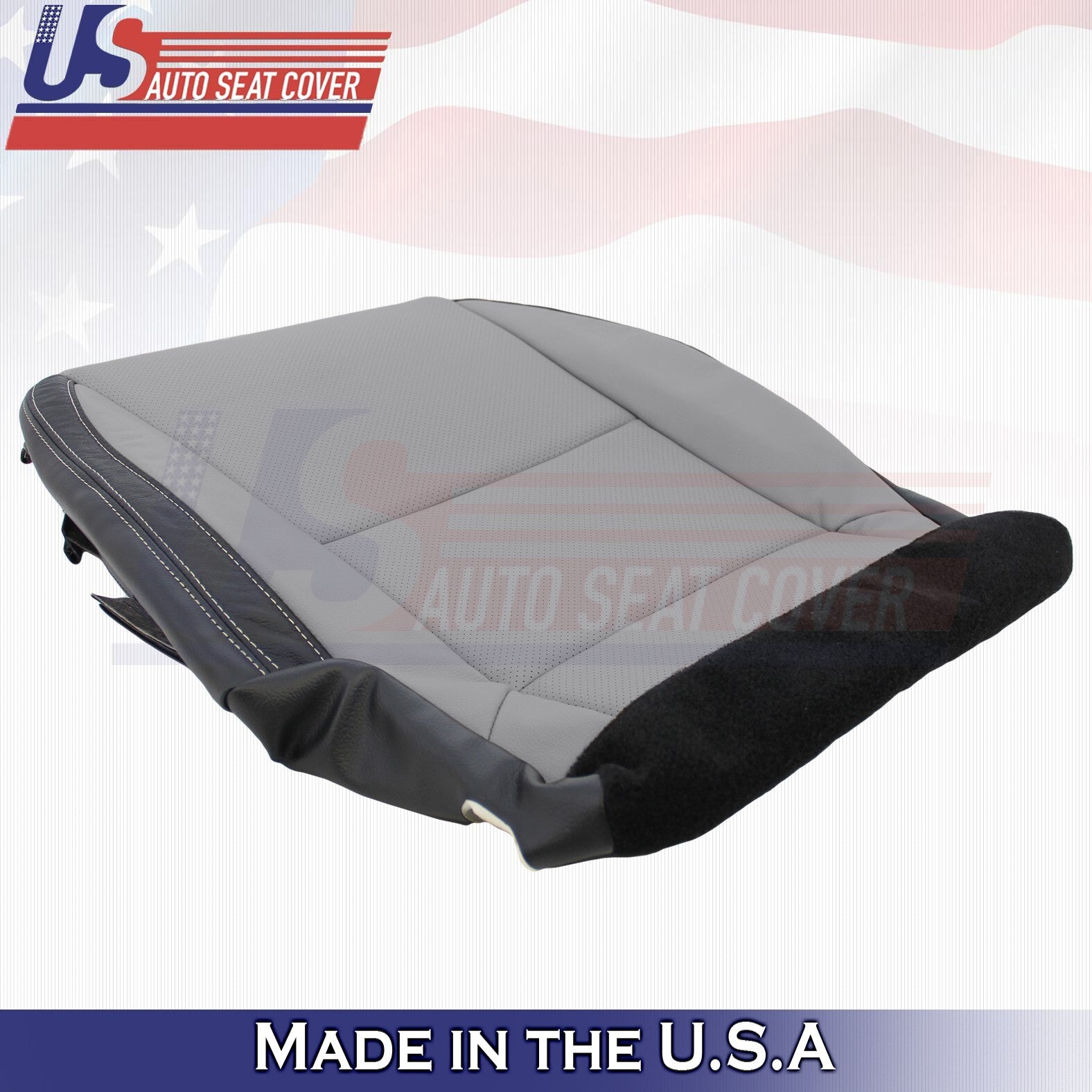 2010-2015 Fits Chevy Camaro Driver Bottom Perforated Leather Cover Gray/Black