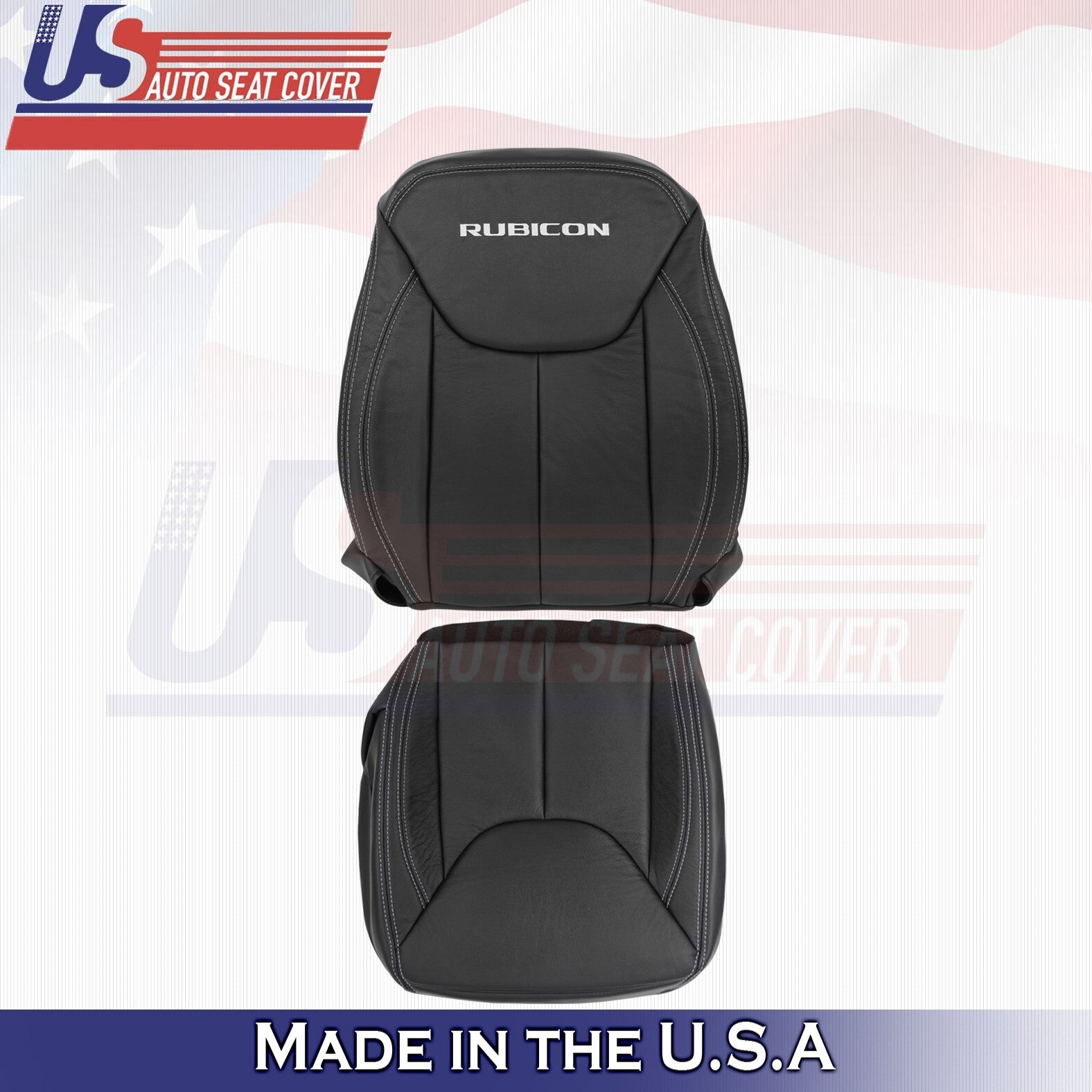 2011-2017 Fits Jeep Wrangler Rubicon Driver Bottom &Top Leather Seat Cover Black