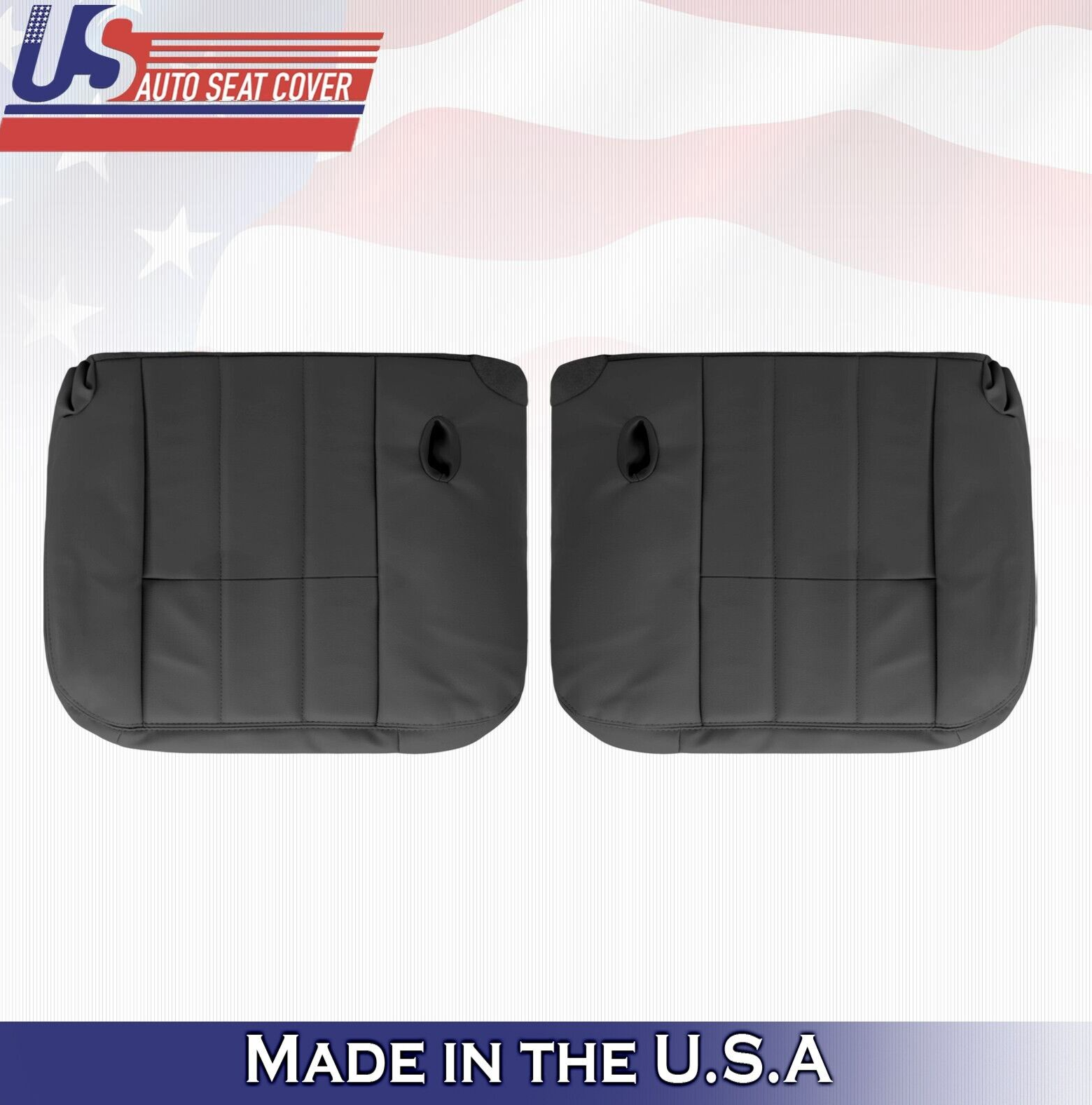 2004 For Mercury Grand Marquis Driver & Passenger Bottom Leather Seat Covers BLK