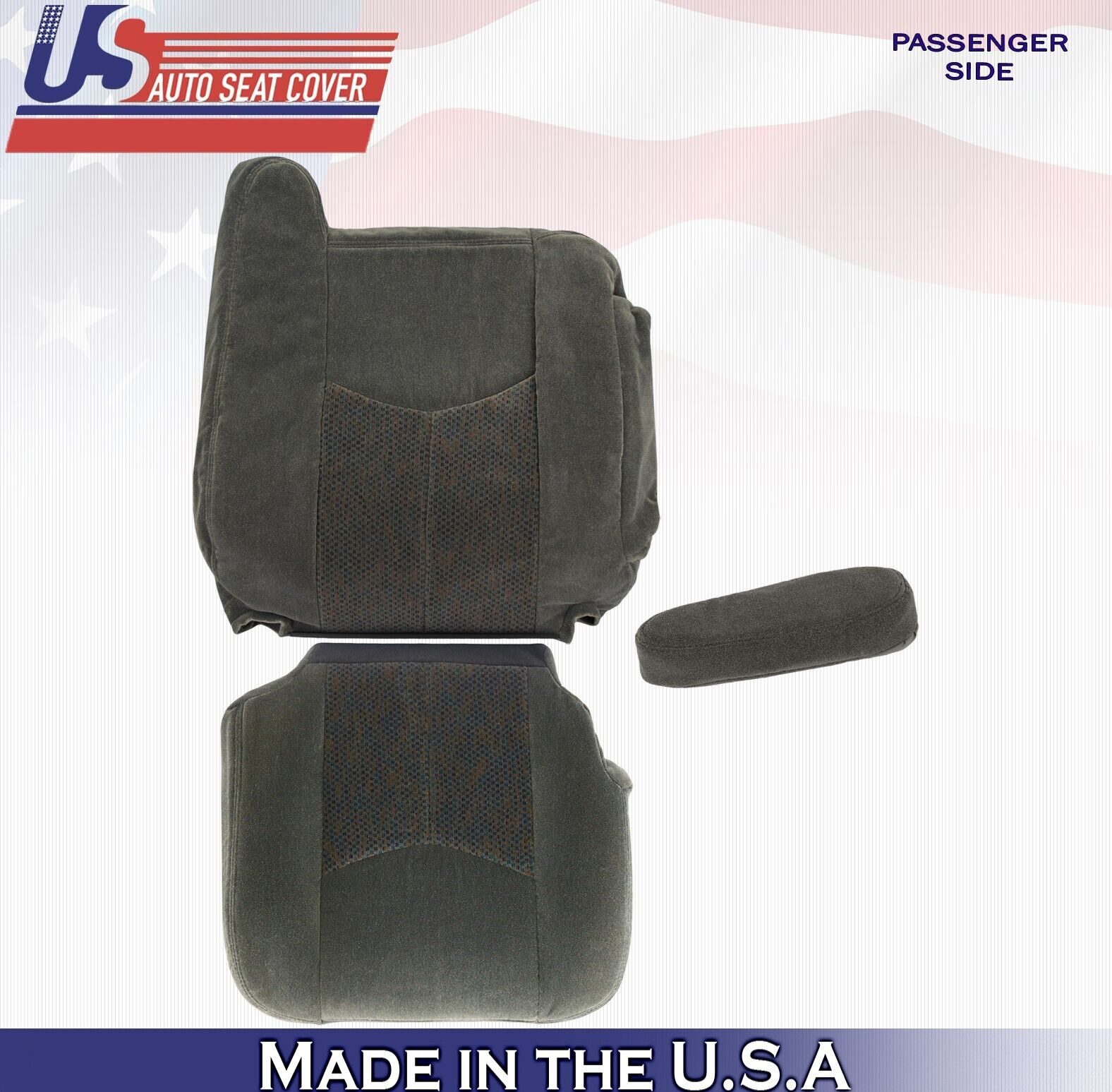 2004 For Chevy Silverado 1500 2500 Passenger Top Bottom Armrest Cloth Cover Gray