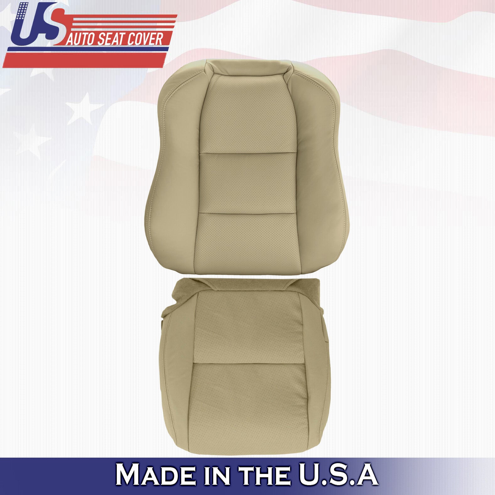 2004 Fits Acura TL Driver Top & Bottom Perforated Leather Seat Covers Tan
