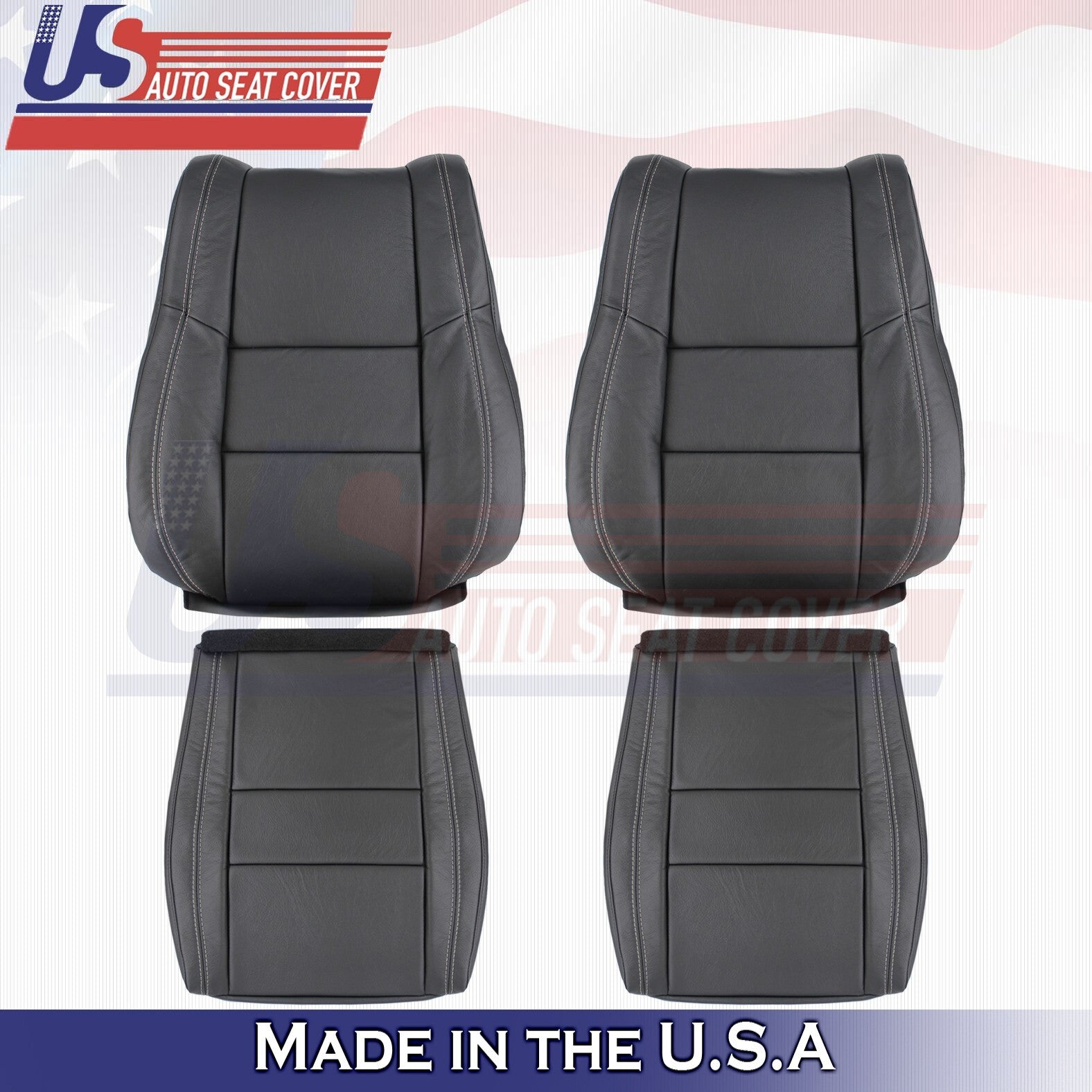 2011 to 2020 For Jeep Grand Cherokee Limited 2 Top & 2 Bottom Leather Covers BLK