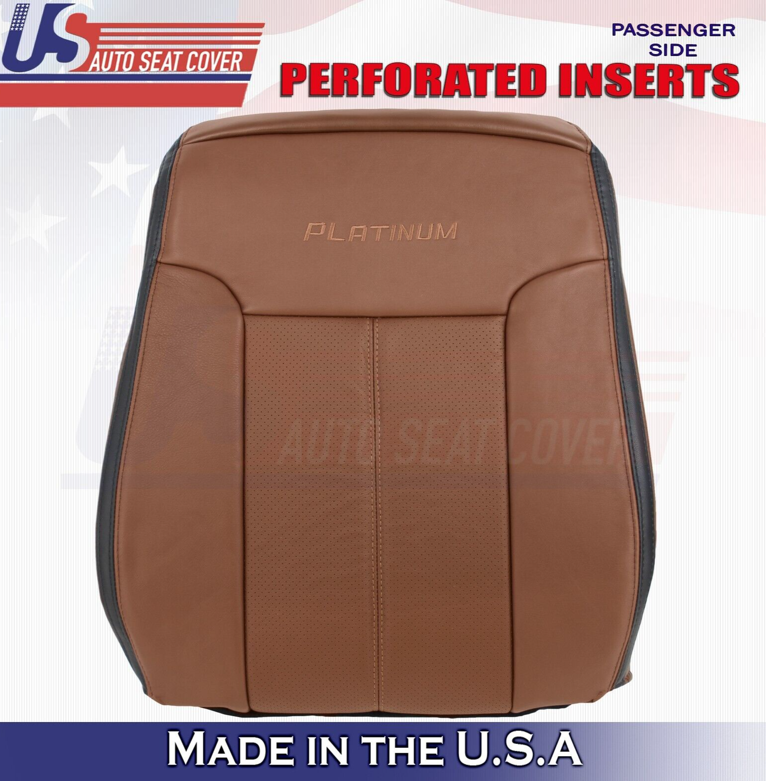 2013 to 2016 For Ford F250 F350 Platinum Passenger Top Leather Seat Cover Brown