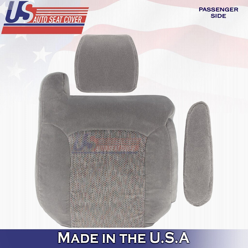1999 to 2002 For Chevy Tahoe Front Set/Headrest/Armrest Cloth Seat Cover Gray