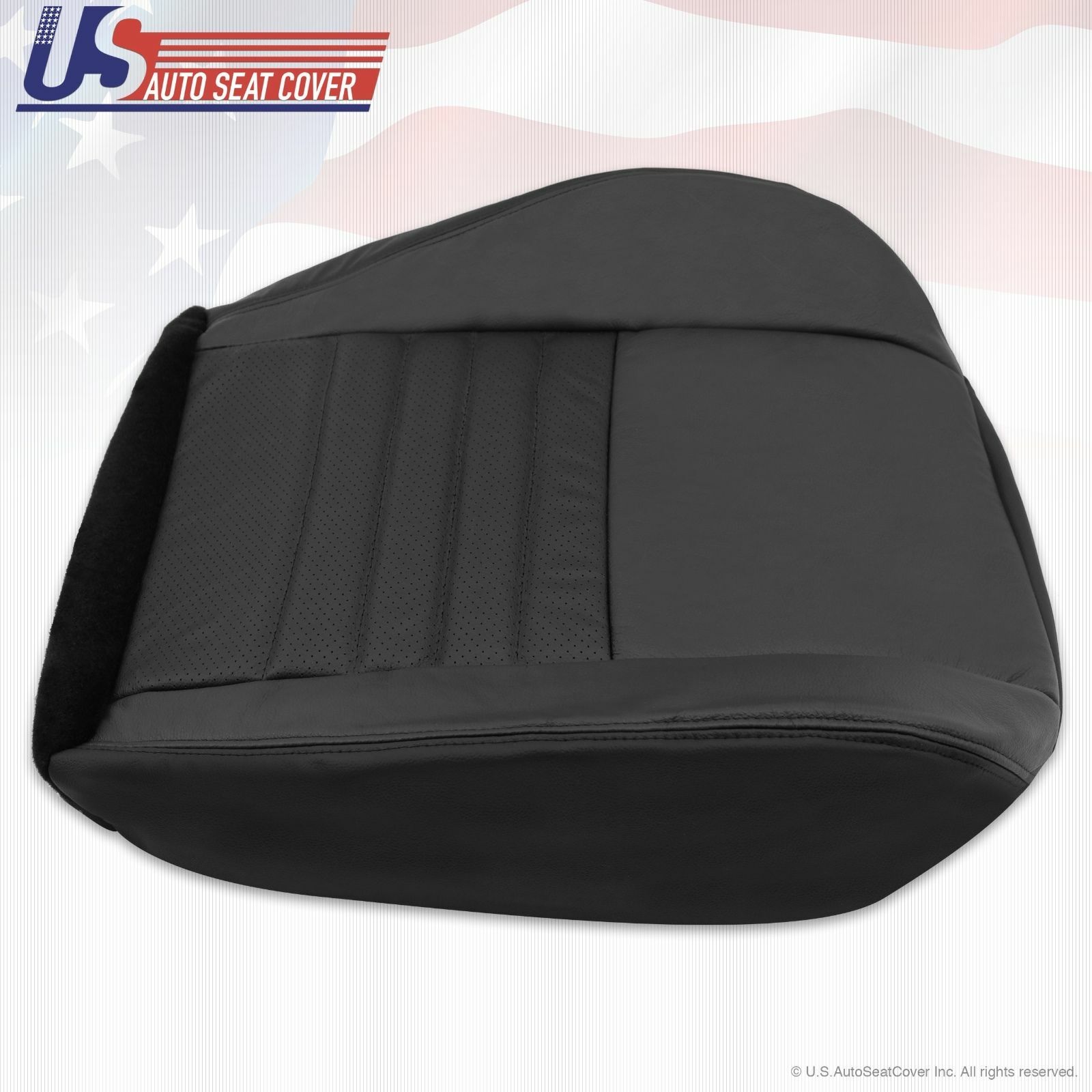 1999 2000 2001 Ford Mustang Driver Bottom Perforated Leather Seat Cover BLACK