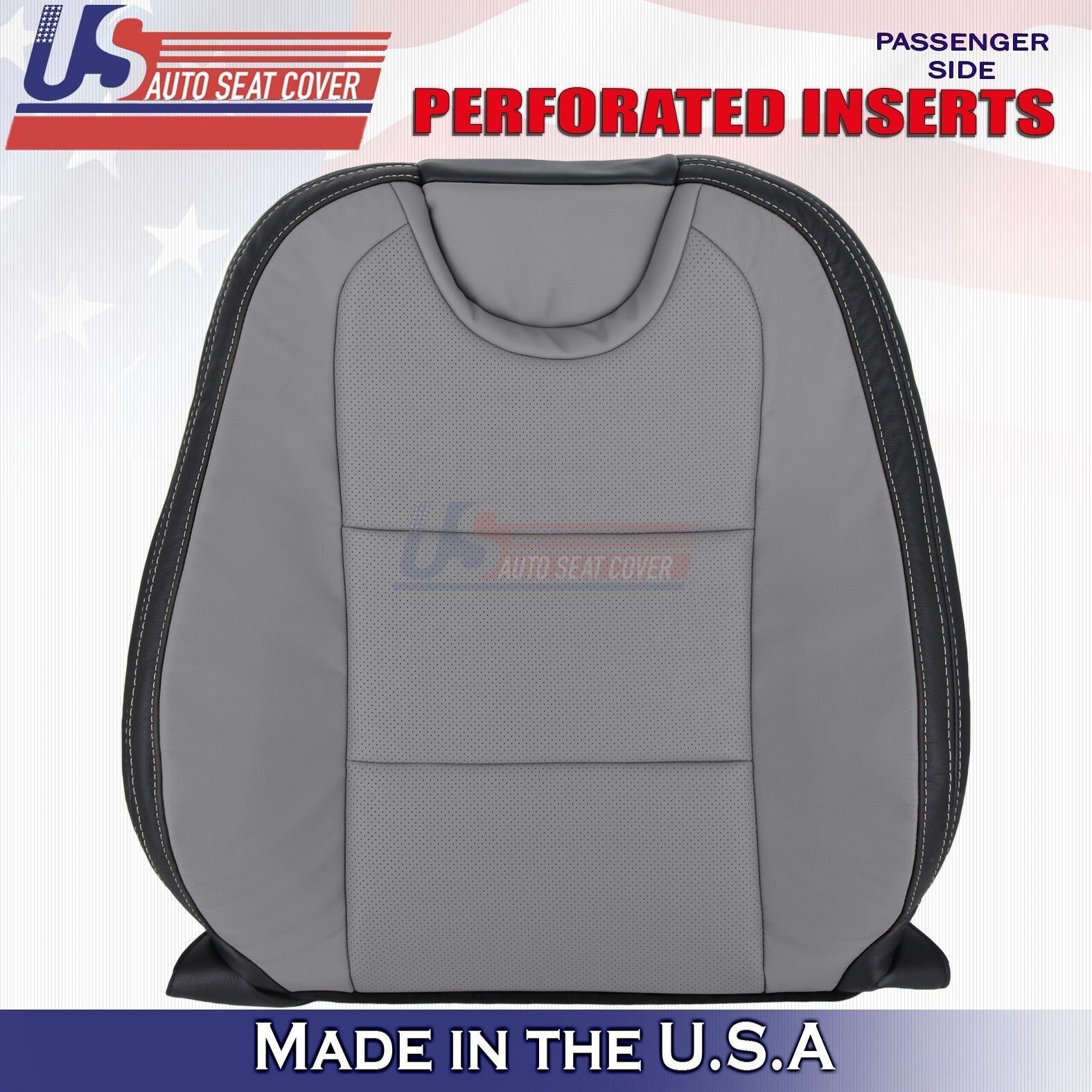 2010-2015 For Chevy Camaro Driver & Passenger Tops Leather Seat Cover Gray/Black