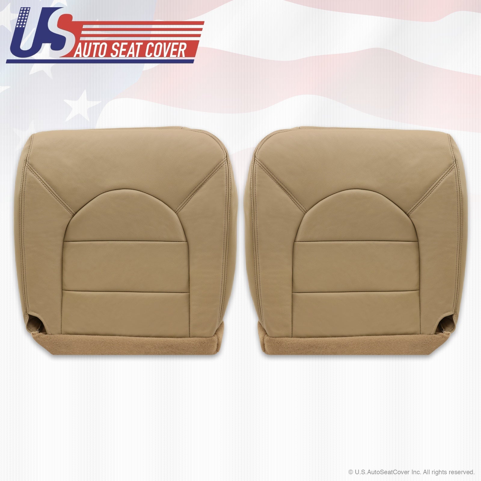 2000 Ford F350 Lariat Driver~Passenger Bottom Replacing Leather Seat Cover Tan