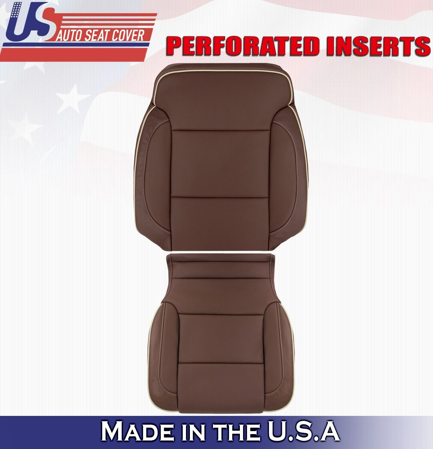 2018 For Chevy Silverado High Country Driver Top & Bottom Leather Covers Brown