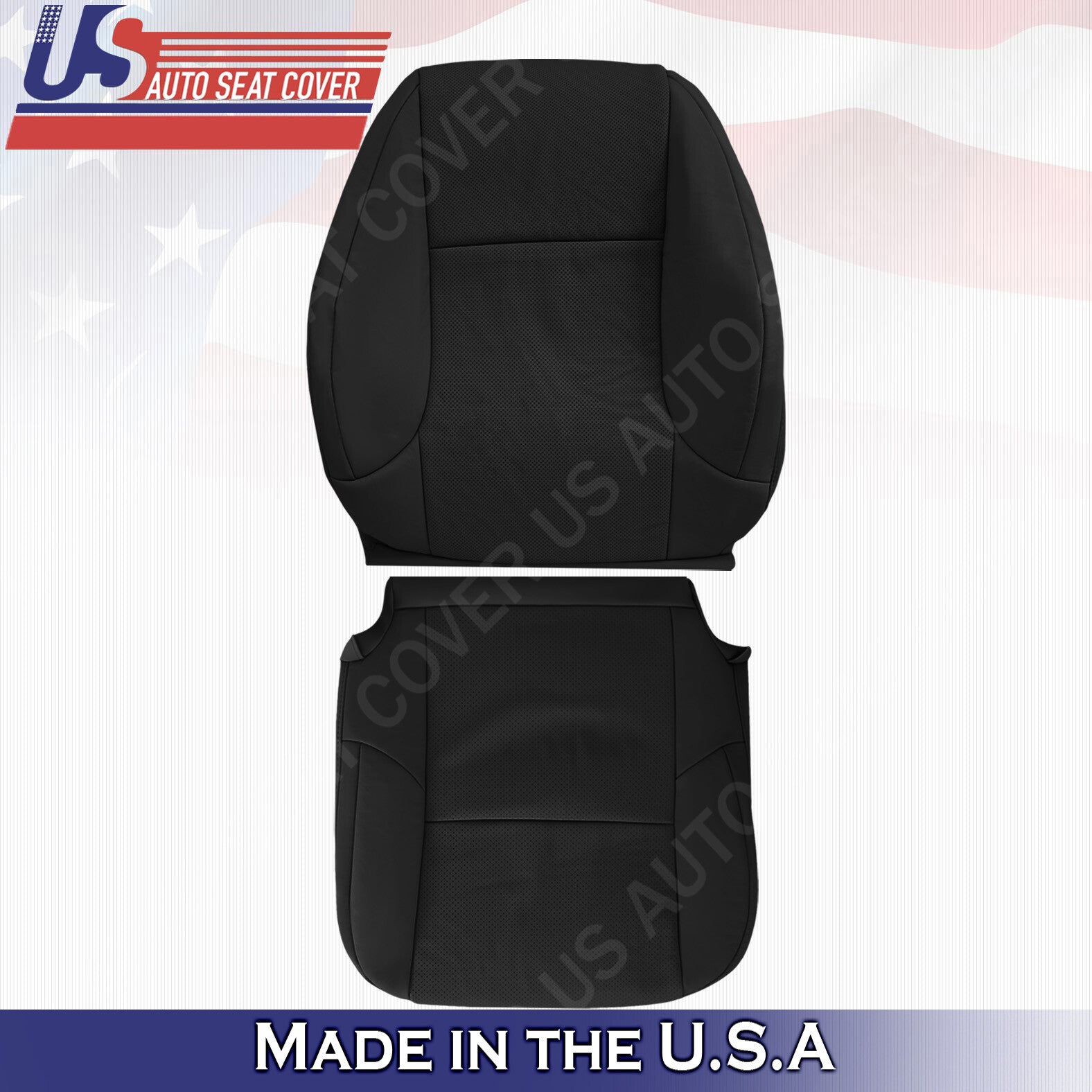 FRONT SET Perforated Leather Seat Cover BLACK Fits 2010 TO 2017 Lexus GX460