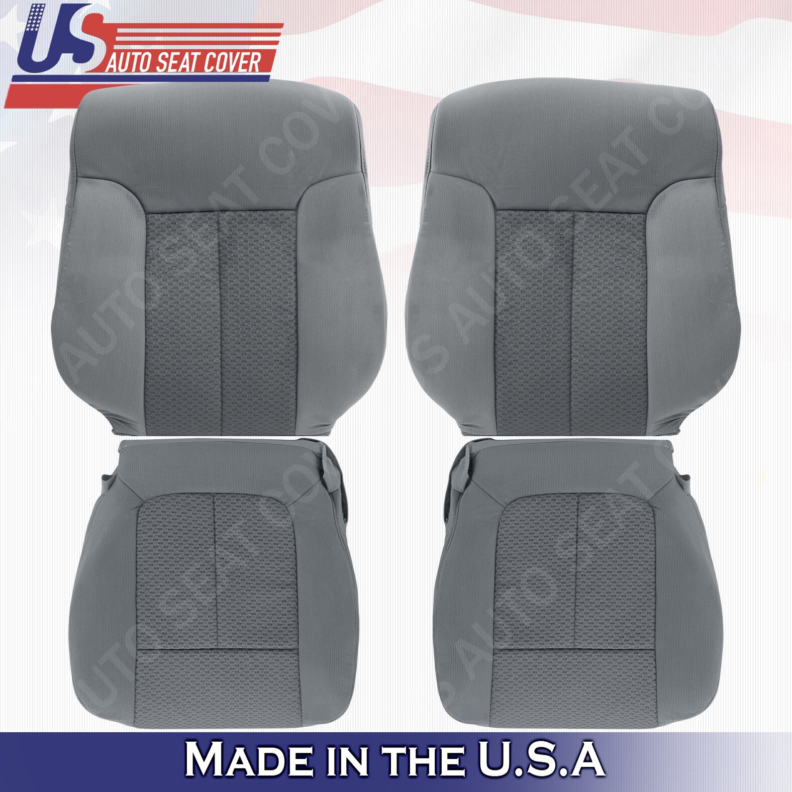 2011 To 2014 Fits Ford F150 Front Set Bottoms & Tops Cloth Seat Cover Gray