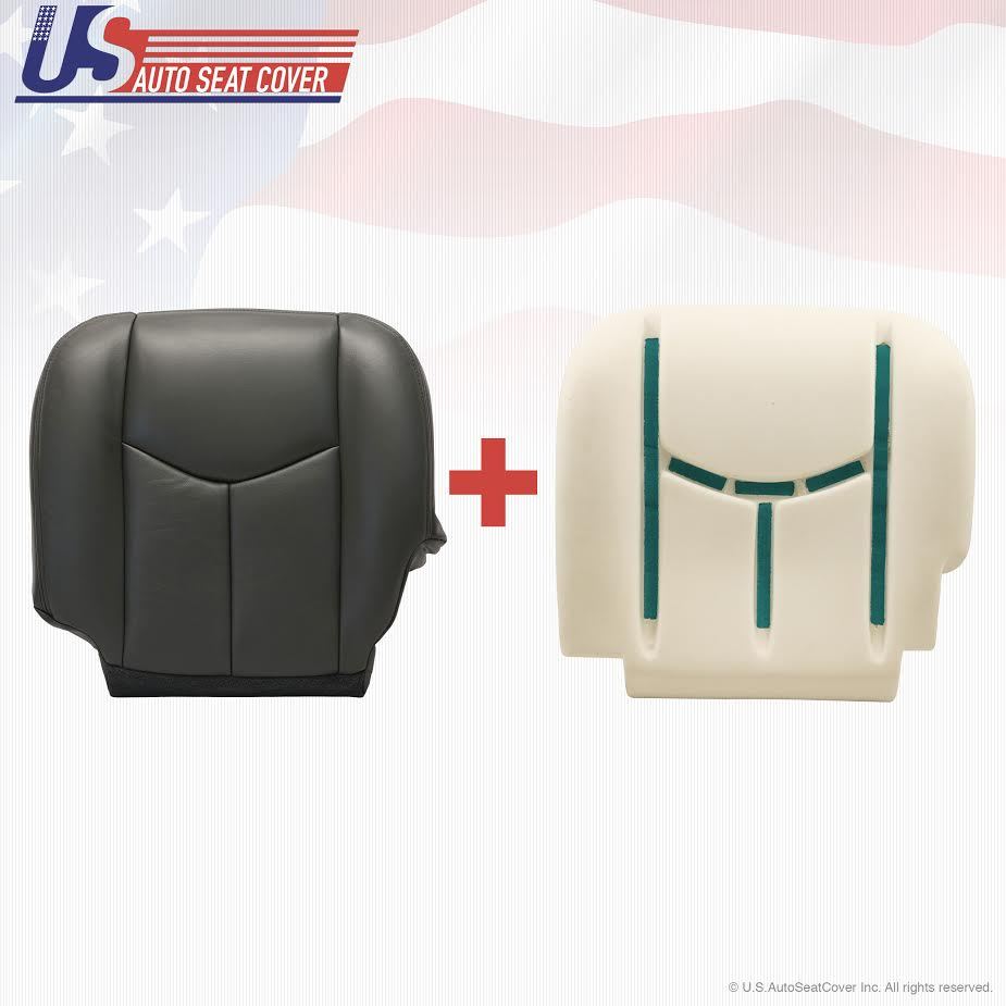 2003 To 2007 Silverado Driver Bottom Vinyl Seat Cover and Foam Cushion Dark Gray
