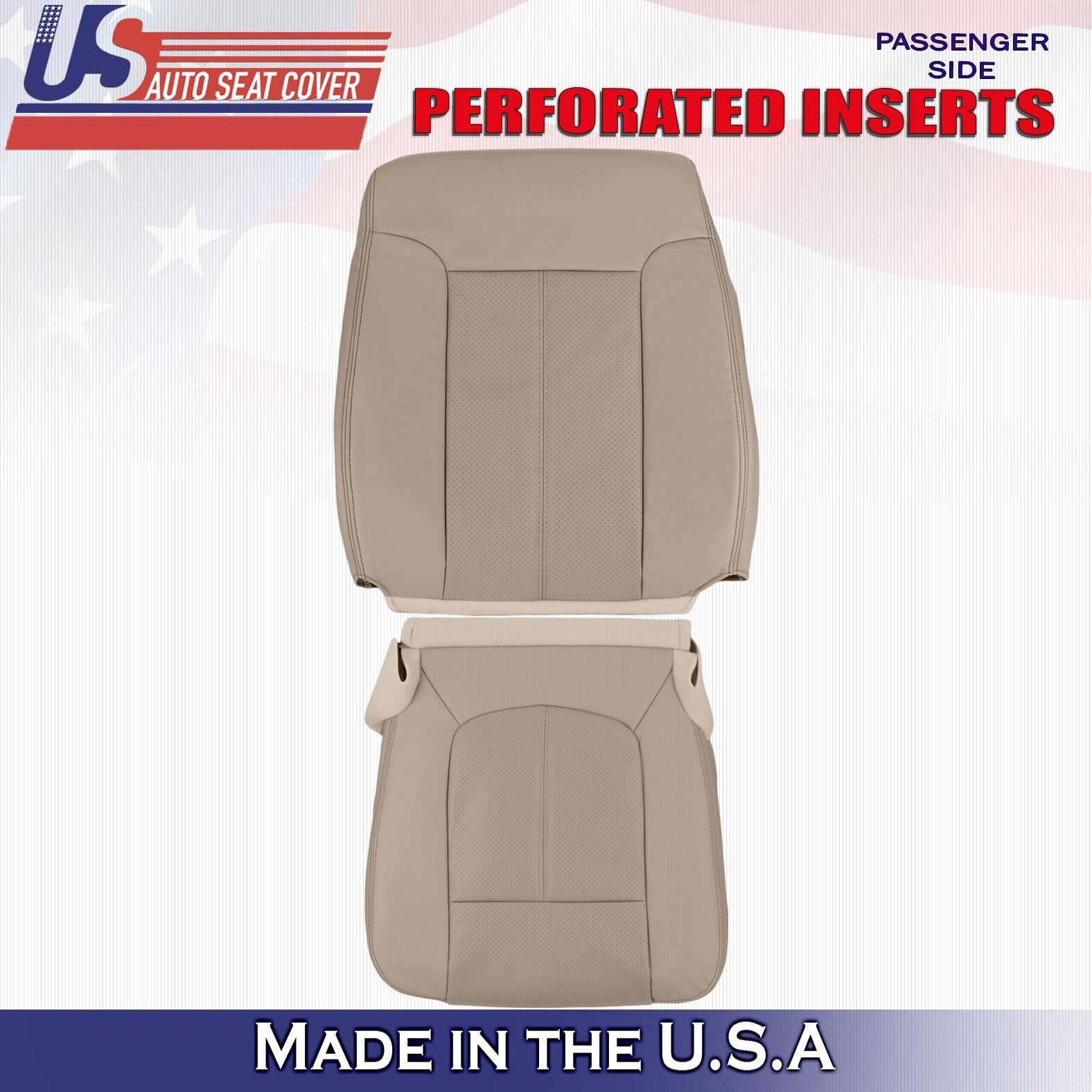 2011 2012 For Ford F250 F350 Lariat Passenger Top Bottom Leather Seat Covers Tan