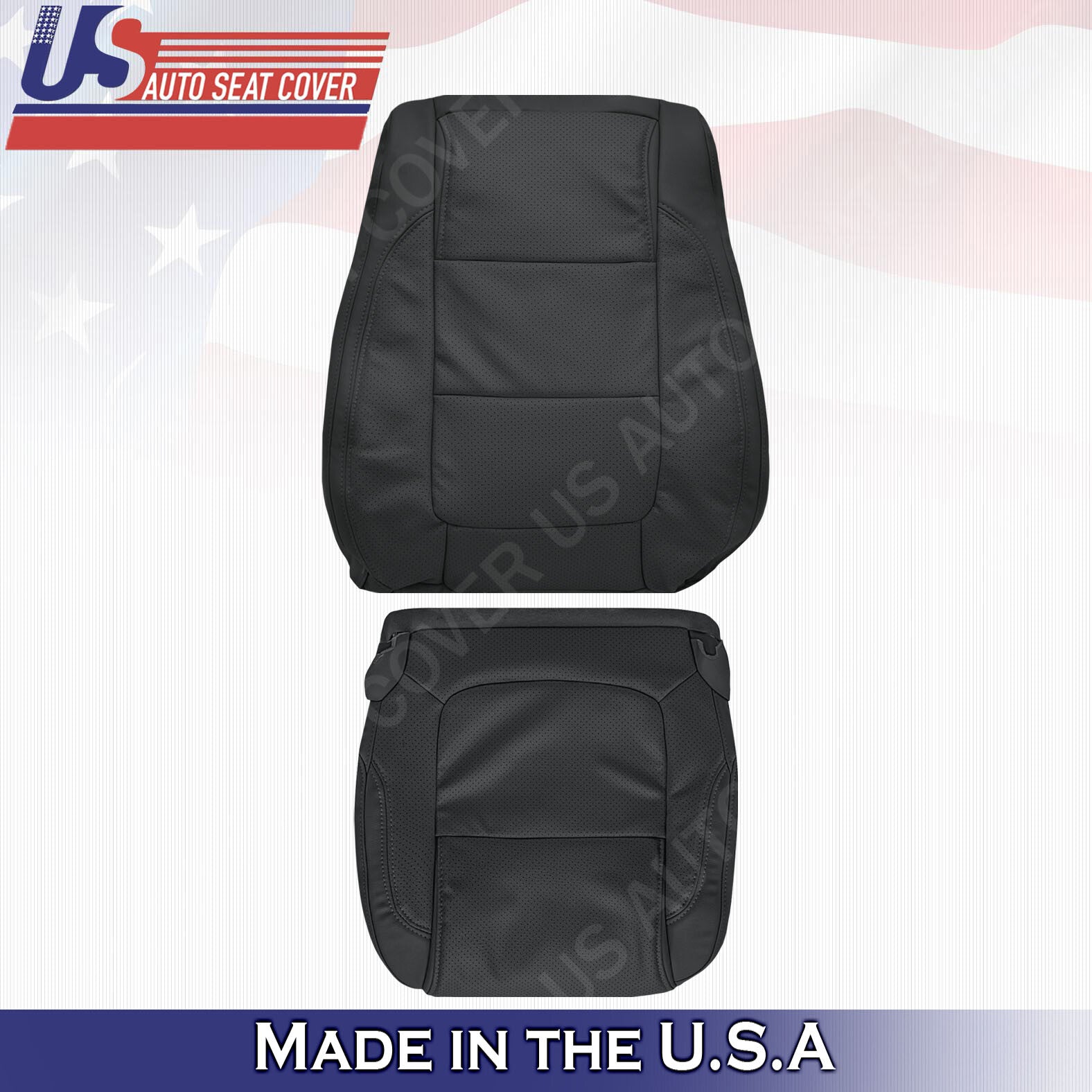 Front PASSENGER Top & Bottom Leather Perf Cover Black 2011 to 2015 Ford Explorer