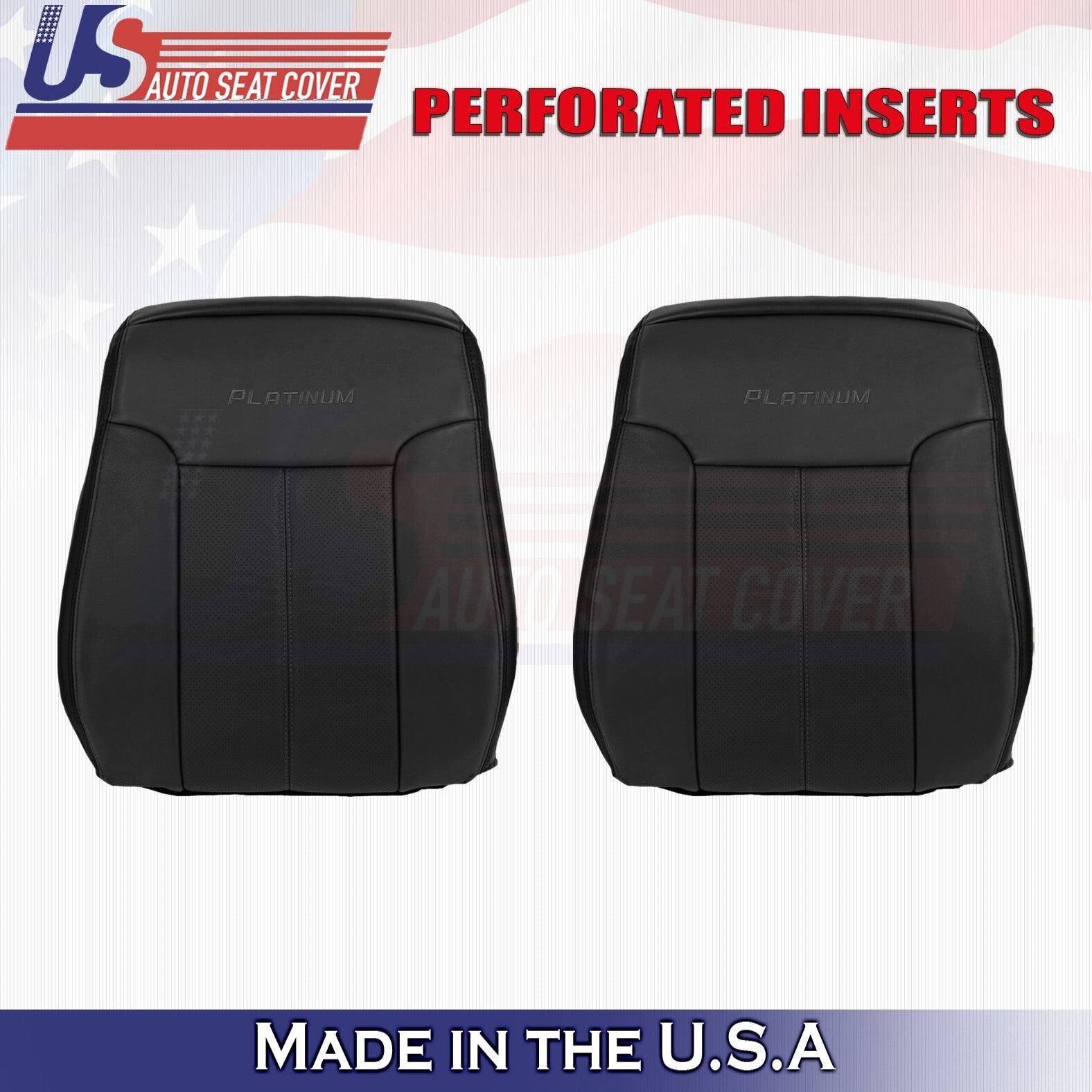 2013 to 2016 For Ford F250 F350 Platinum Driver Passenger Top Leather Covers BLK