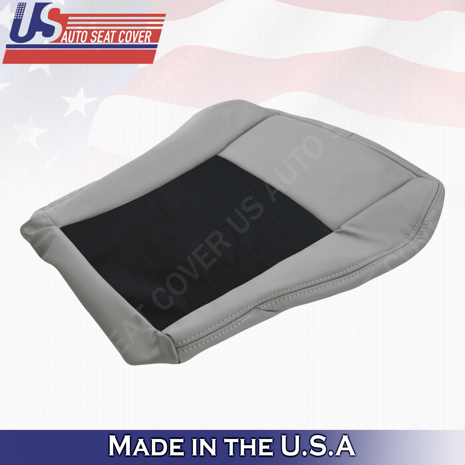 2003 to 2007 Cadillac CTS DRIVER Bottom Perforated Leather Seat Cover Black/Gray