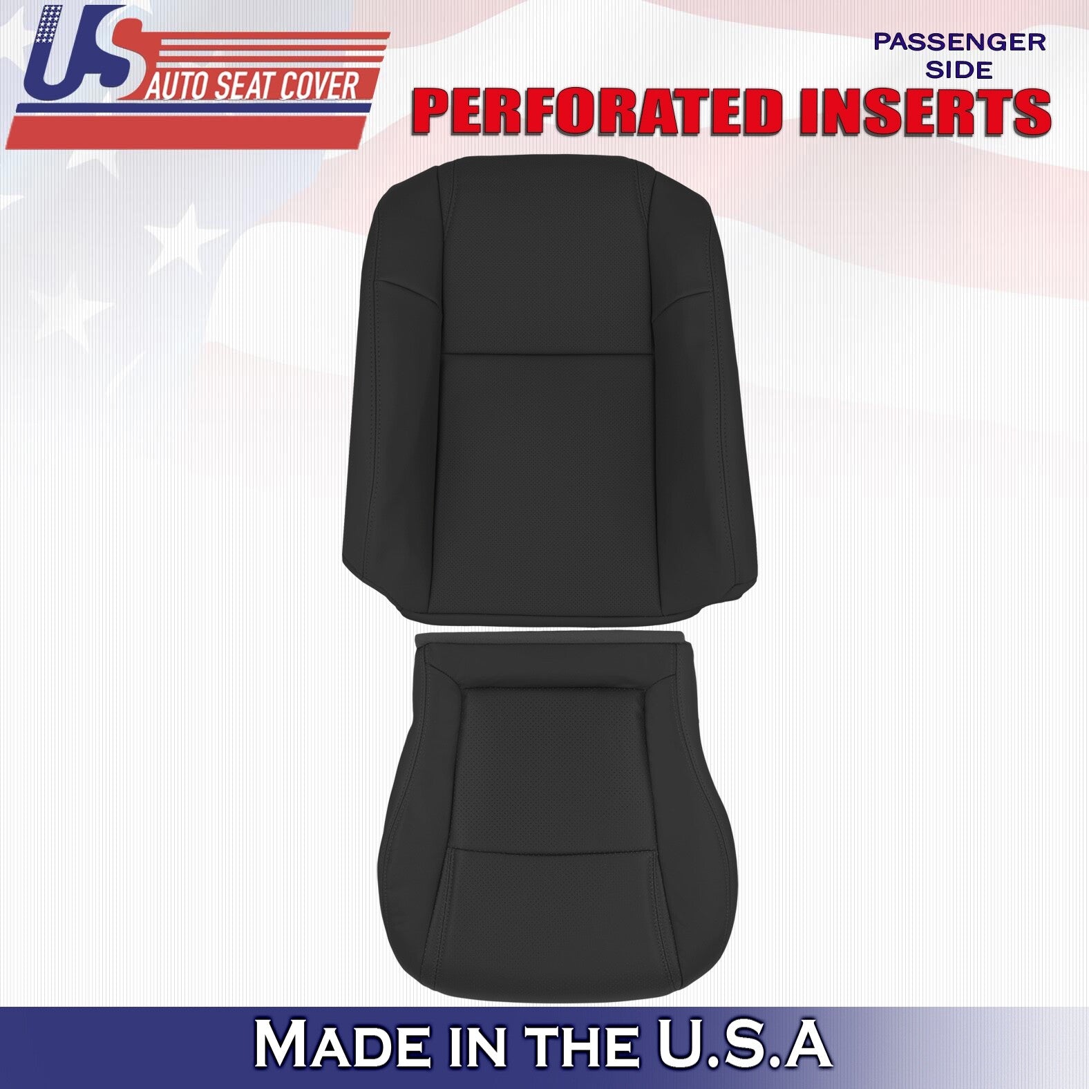 2003 to 2005 For Honda Pilot Passenger Top&Bottom Synthetic Leather Covers Black