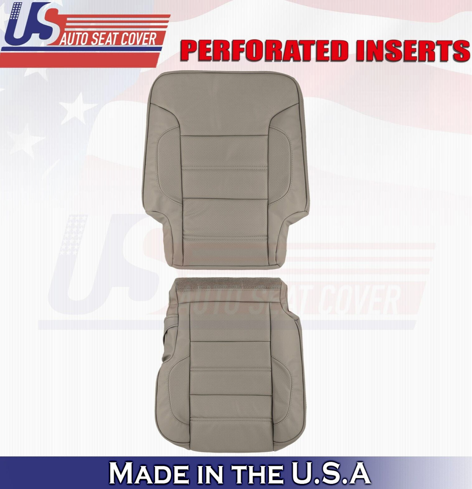 2016 For GMC Sierra Denali 2nd Row Driver Top & Bottom Leather Seat Covers Tan