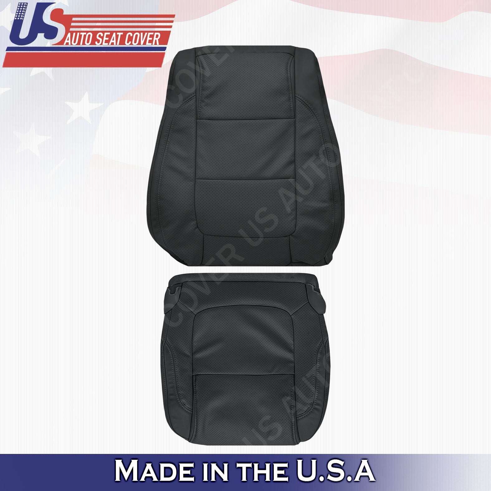 2011 to 2015 For Ford Explorer Front 2x Bottom & 2x Top Leather Seat Covers BLK