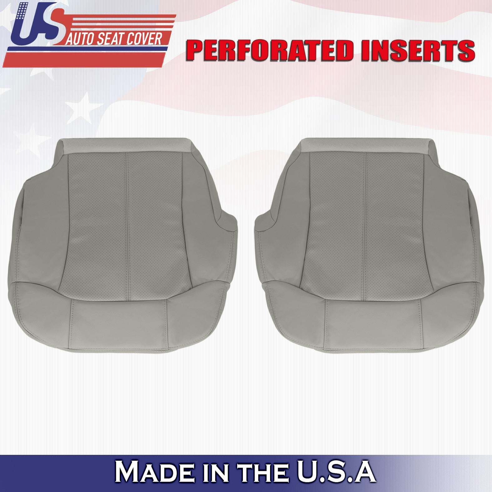 1999-2002 For Cadillac Escalade Driver &Passenger Bottoms Leather SeatCover Gray