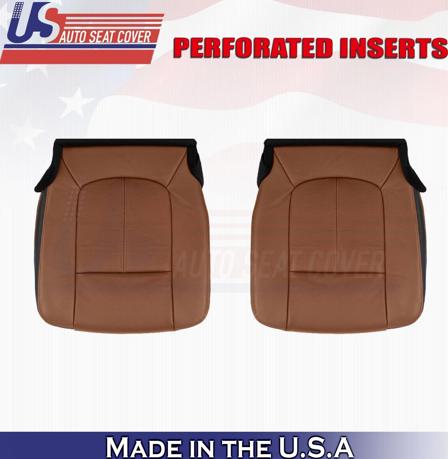 2013 to 2016 For Ford F250 Platinum Driver Passenger Bottom Leather Covers Brown