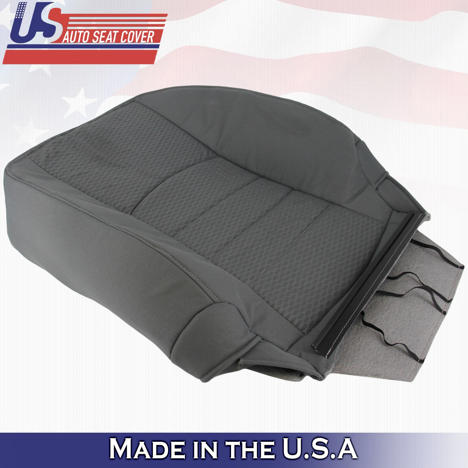 2013 to 2018 For Dodge Ram 1500 SLT Driver Top & Bottom Cloth Seat Covers Gray