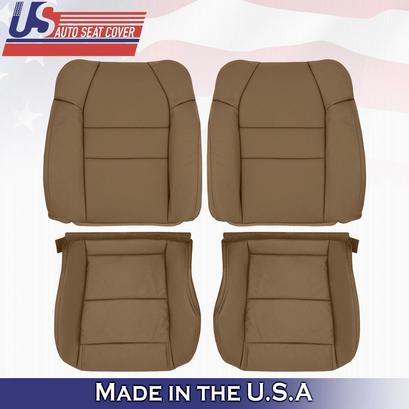 2001 to 2006 For Acura MDX 2x Top & 2x Bottom Synthetic Leather Seat Covers Tan