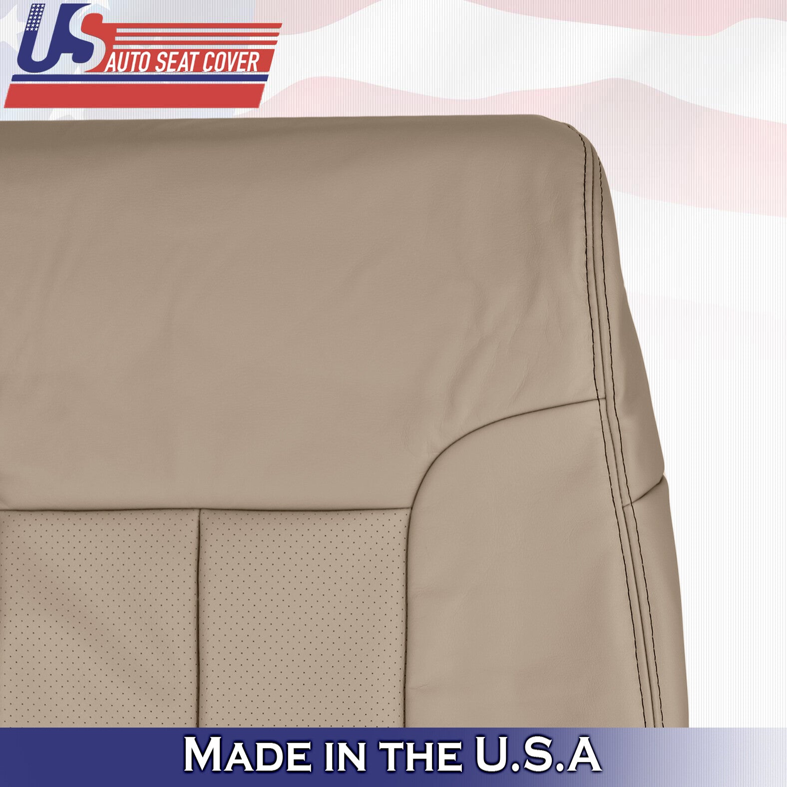 2011 For Ford F150 Driver & Passenger Top Perforated Leather Seat Covers Tan