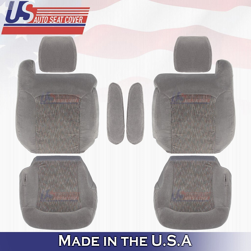 1999 to 2002 For Chevy Tahoe Front Set/Headrest/Armrest Cloth Seat Cover Gray