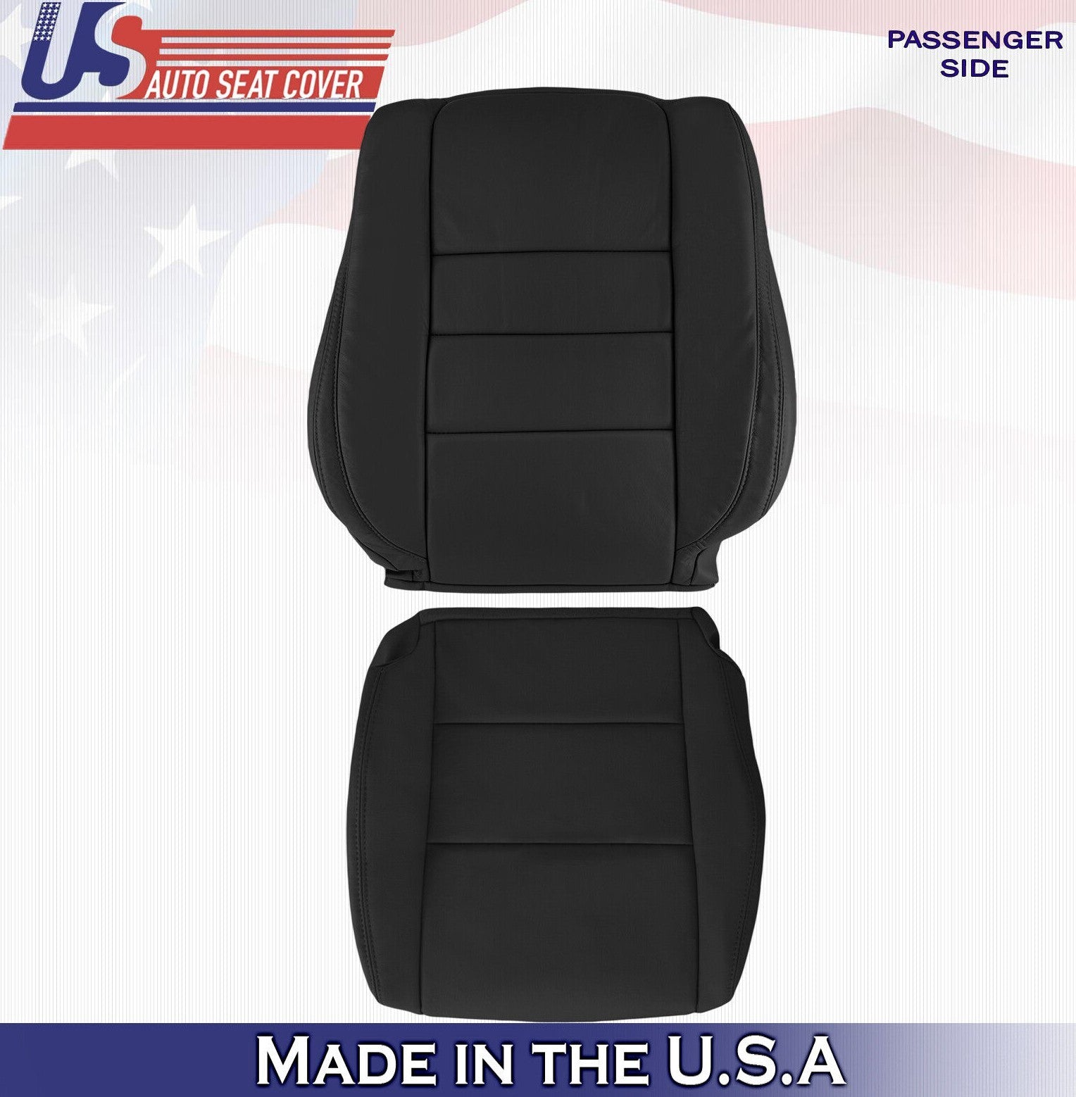2011 2012 For Honda Accord Passenger Top & Bottom Leather Seat Covers Black