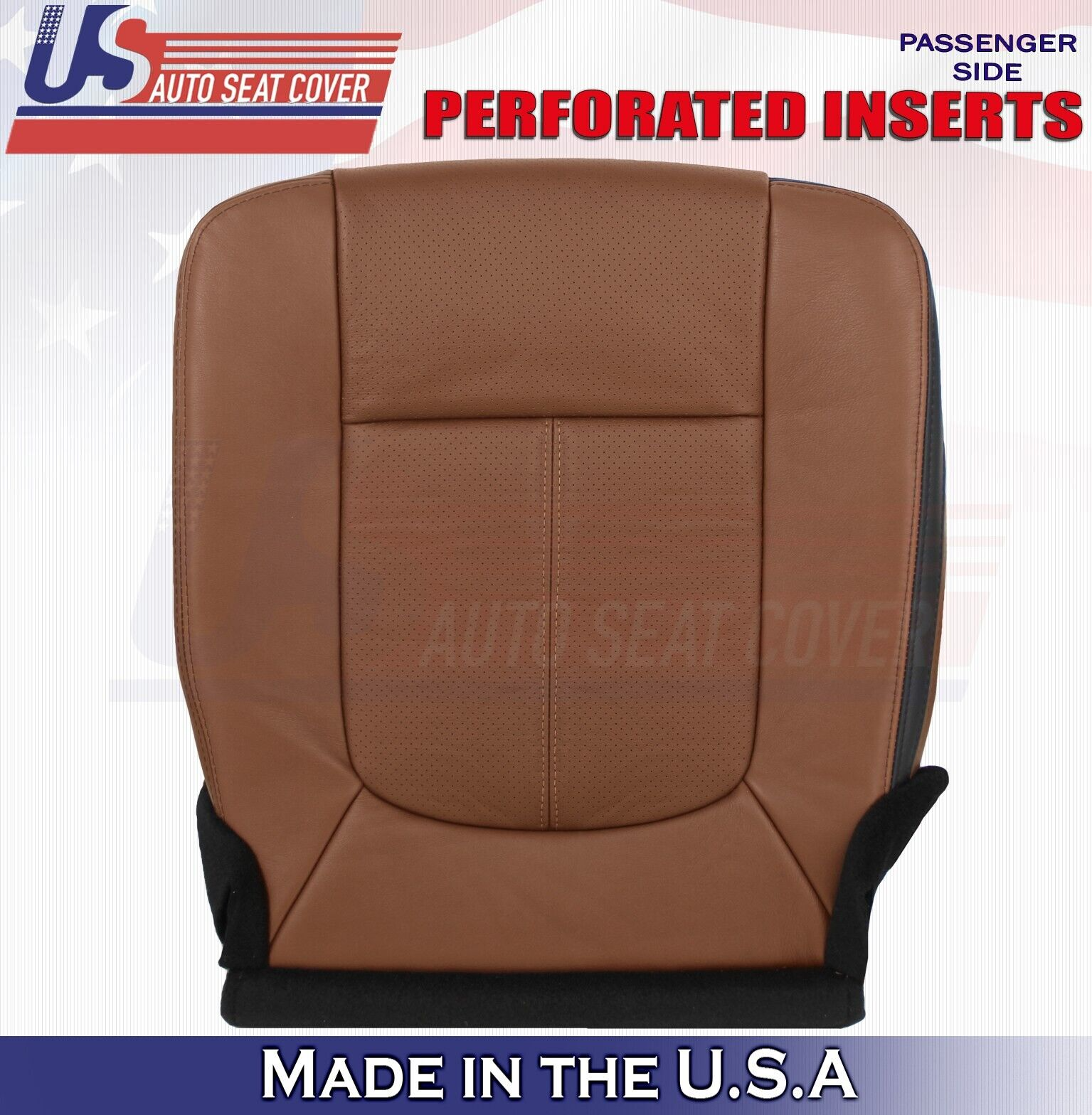 2013 to 2016 For Ford F350 Platinum Passenger Bottom Leather Seat Cover Brown