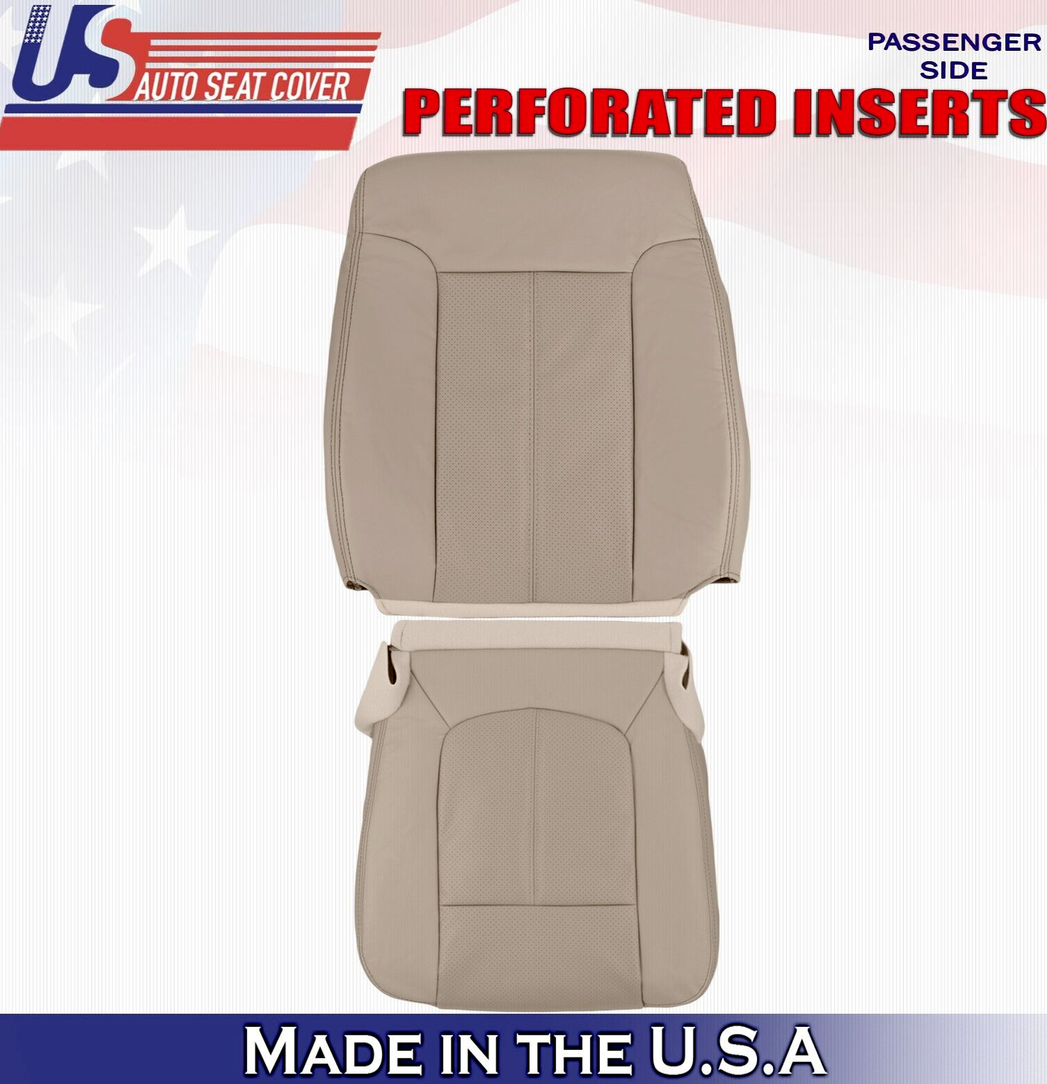 2015 2016 For Ford F450 F550 Lariat Passenger Top Bottom Leather Seat Covers Tan