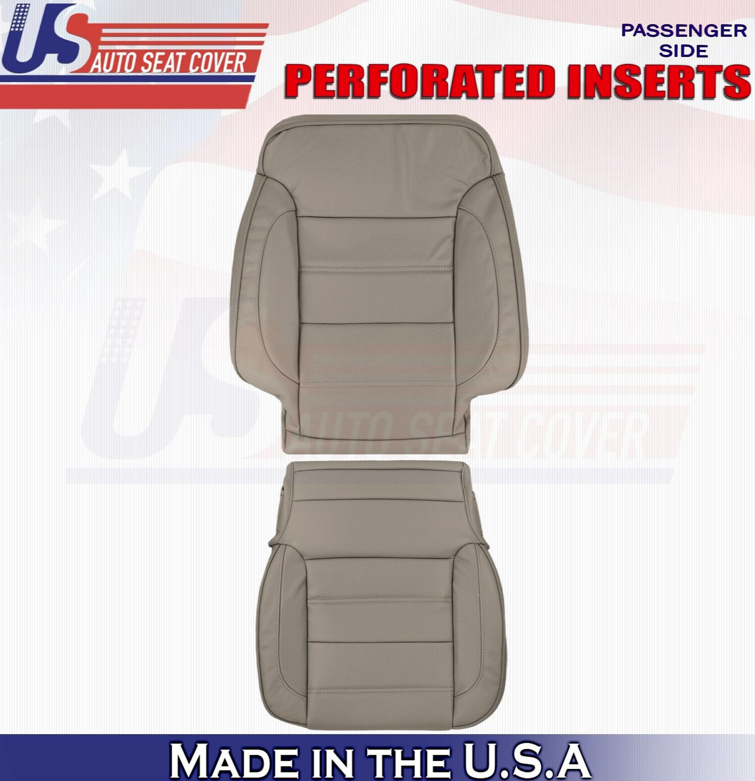 2018 For GMC Yukon Denali Front Passenger Top & Bottom Leather Seat Covers Tan