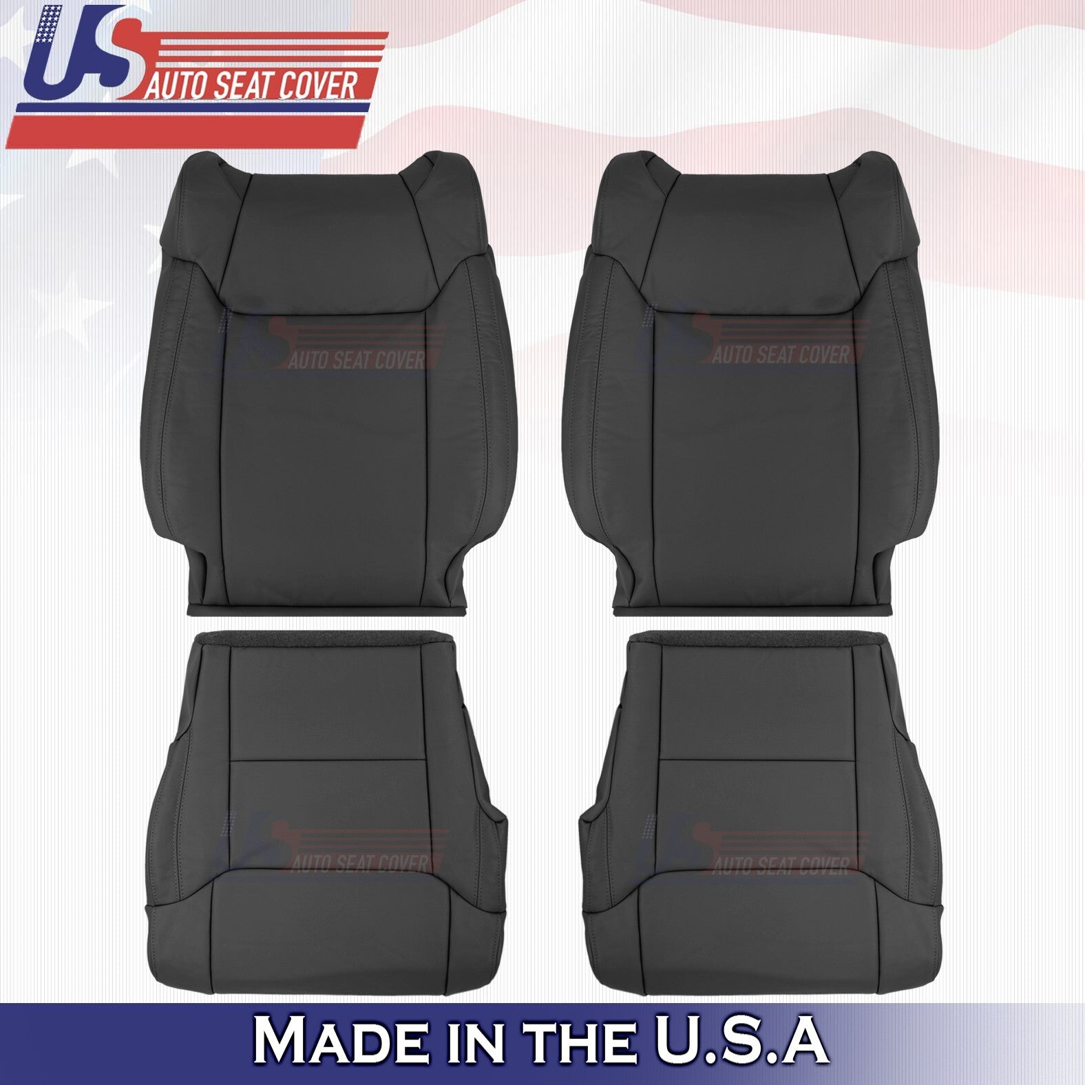 2014 to 2018 For Toyota Tundra 2x Top & 2x Bottom Leather Seat Covers Black