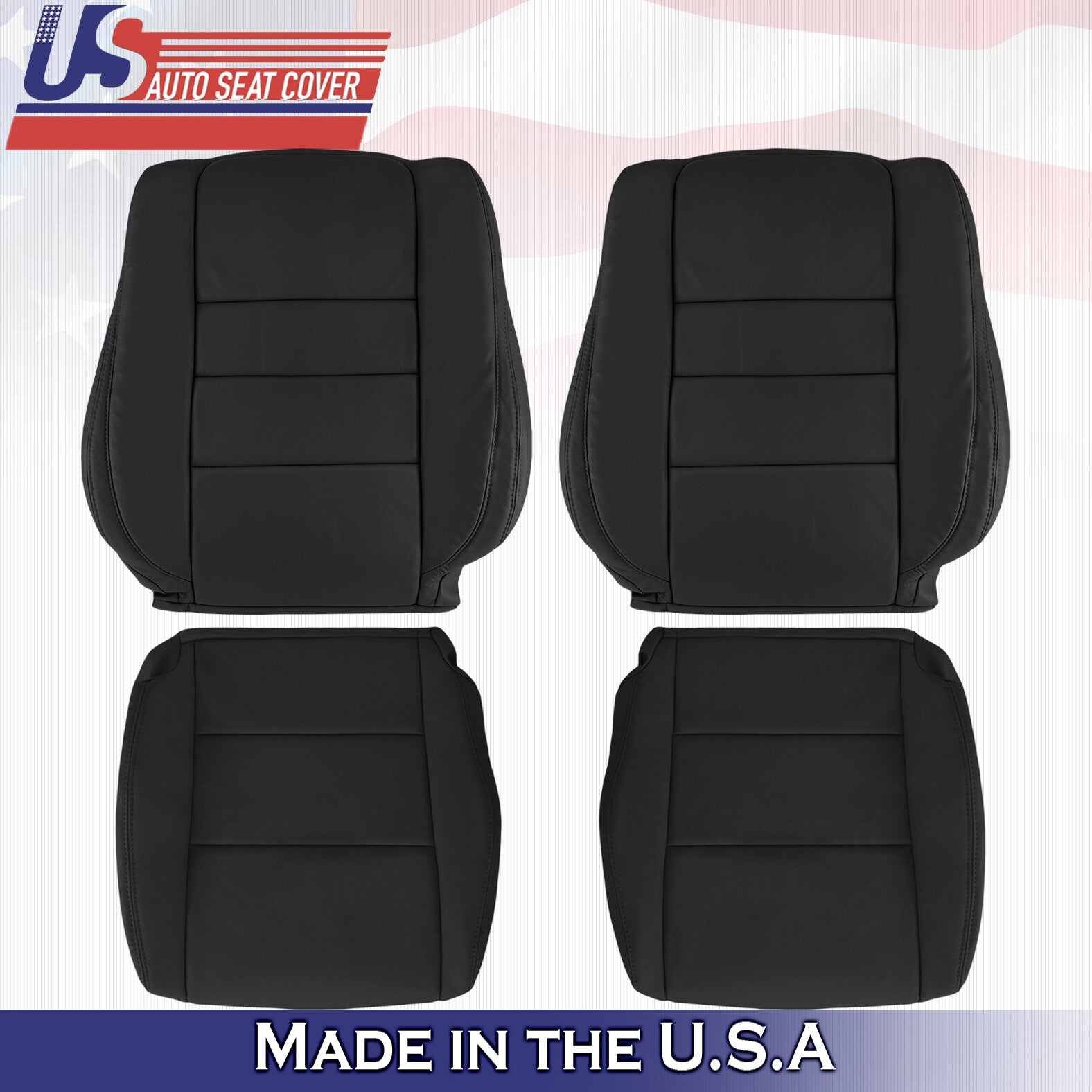 2008 to 2012 For Honda Accord Sedan 2x Top & 2x Bottom Leather Seat Covers Black