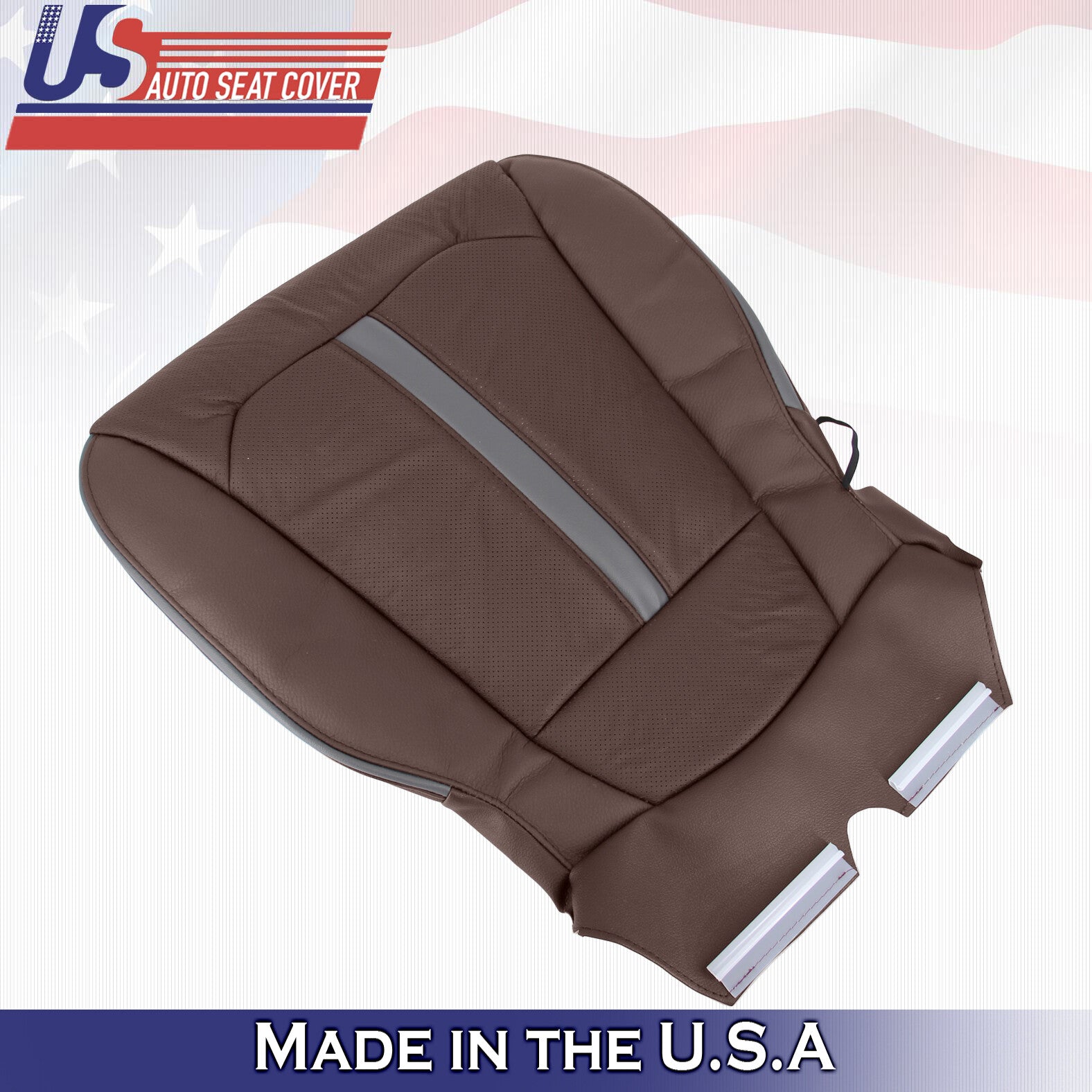 2015 For Ford F150 Platinum 2x Top & 2x Bottom Perf Leather Seat Covers Brown