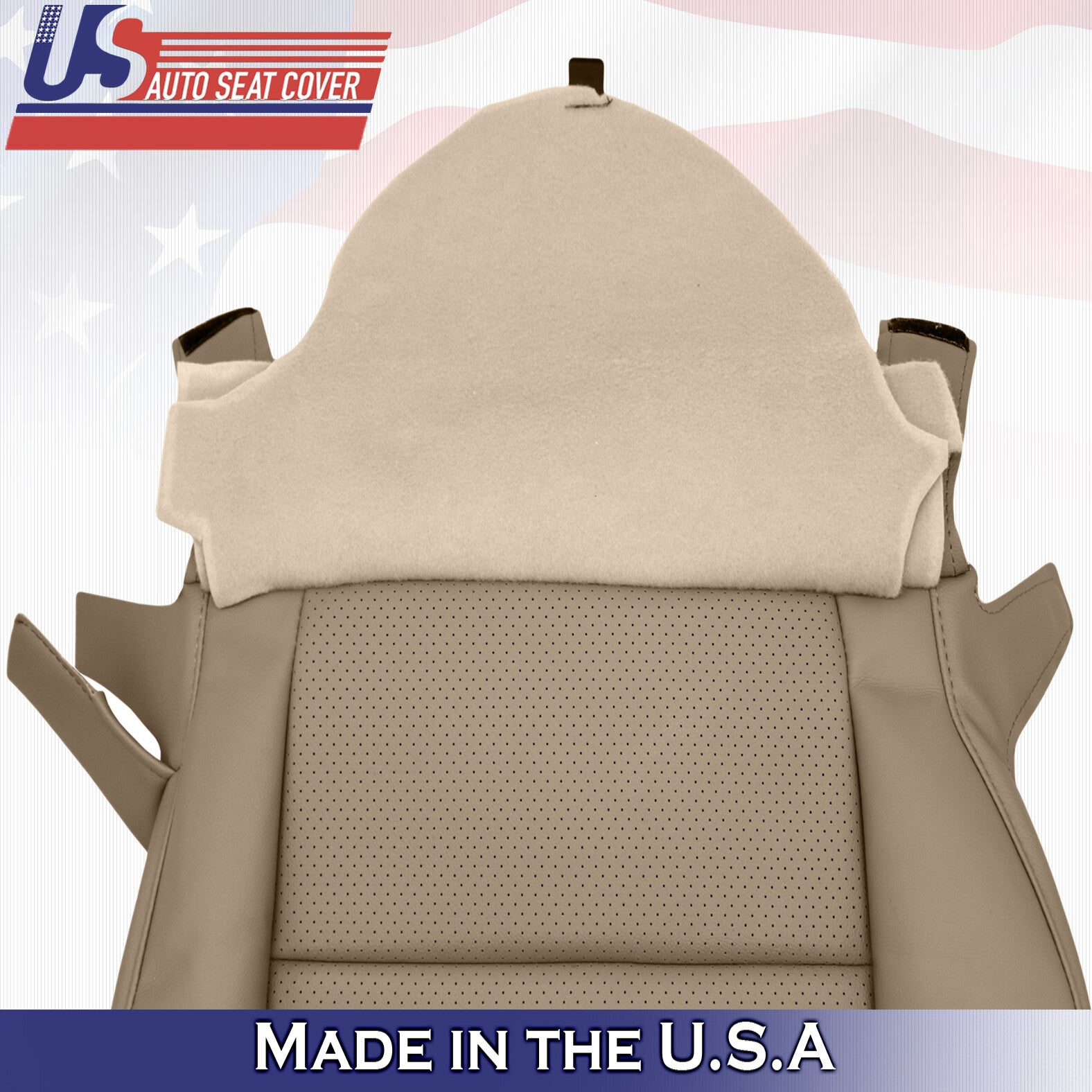 Fits 2005 2006 2007 2008 Acura RL Front Top & Bottom Leather Seat Cover Tan