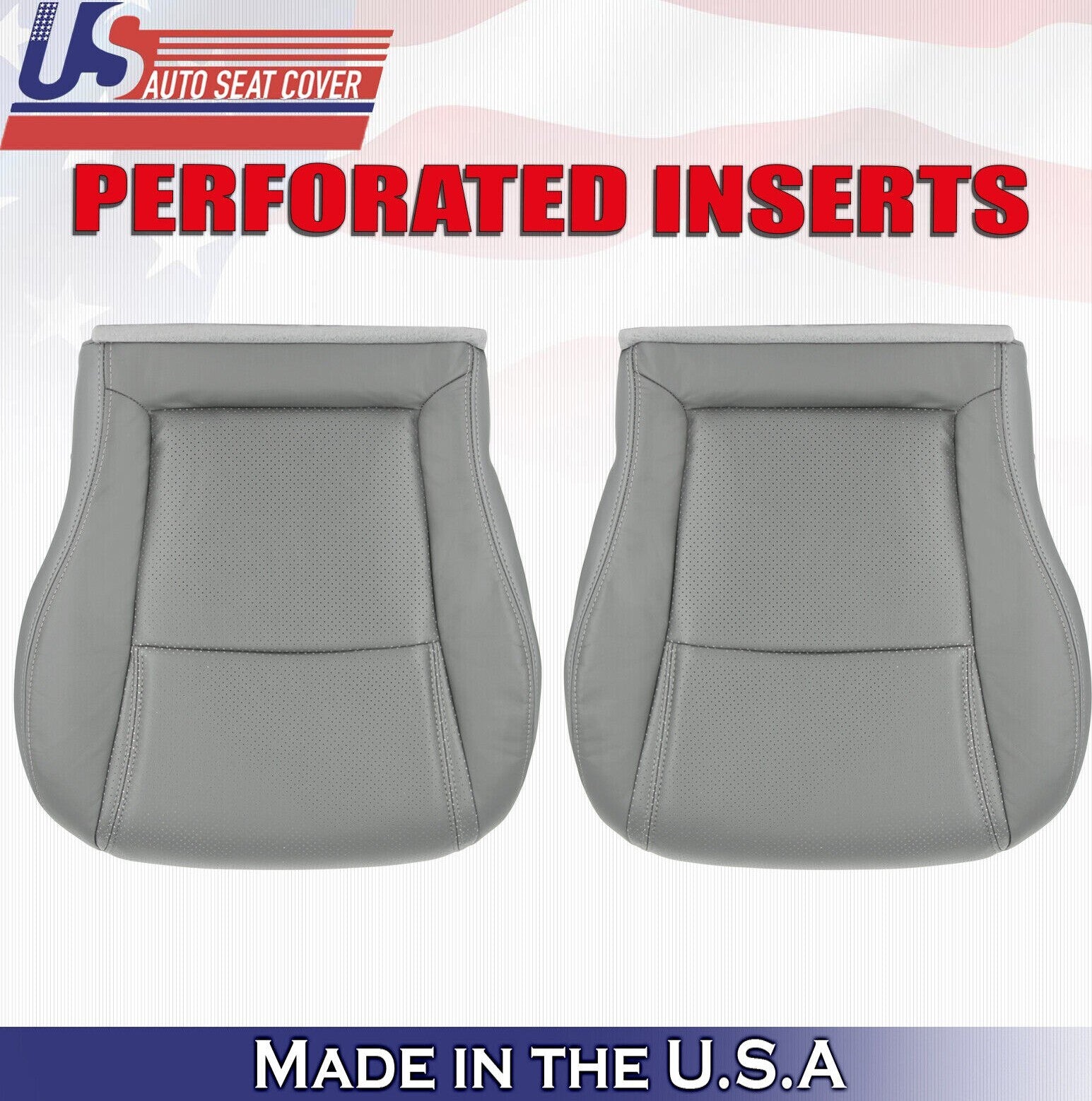 2004 For Honda Pilot Driver & Passenger 2x Bottom Perforated Leather Covers Gray