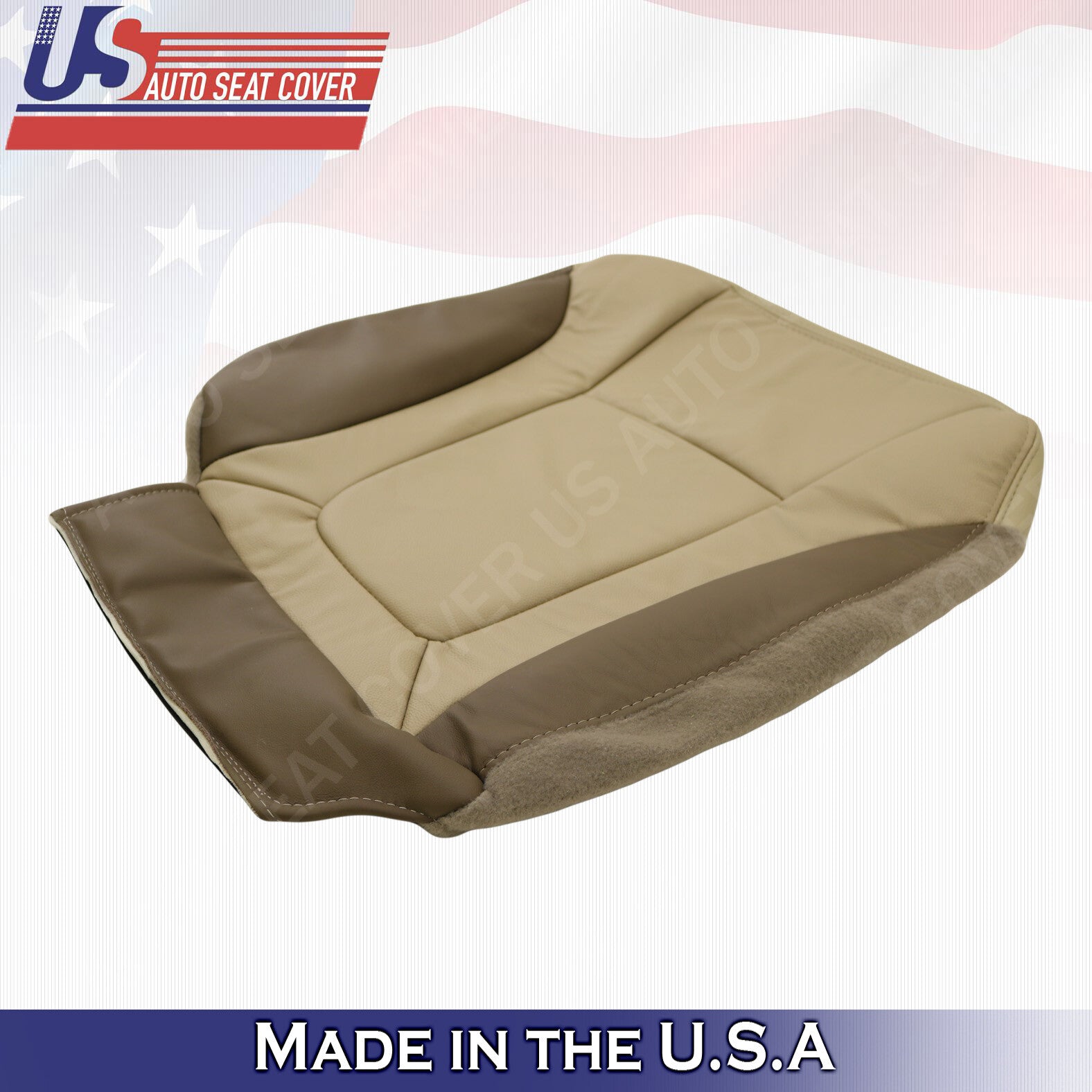 2002 - 2004 Chevy Trailblazer Front Driver Bottom Leather Seat Cover 2-Tone Tan