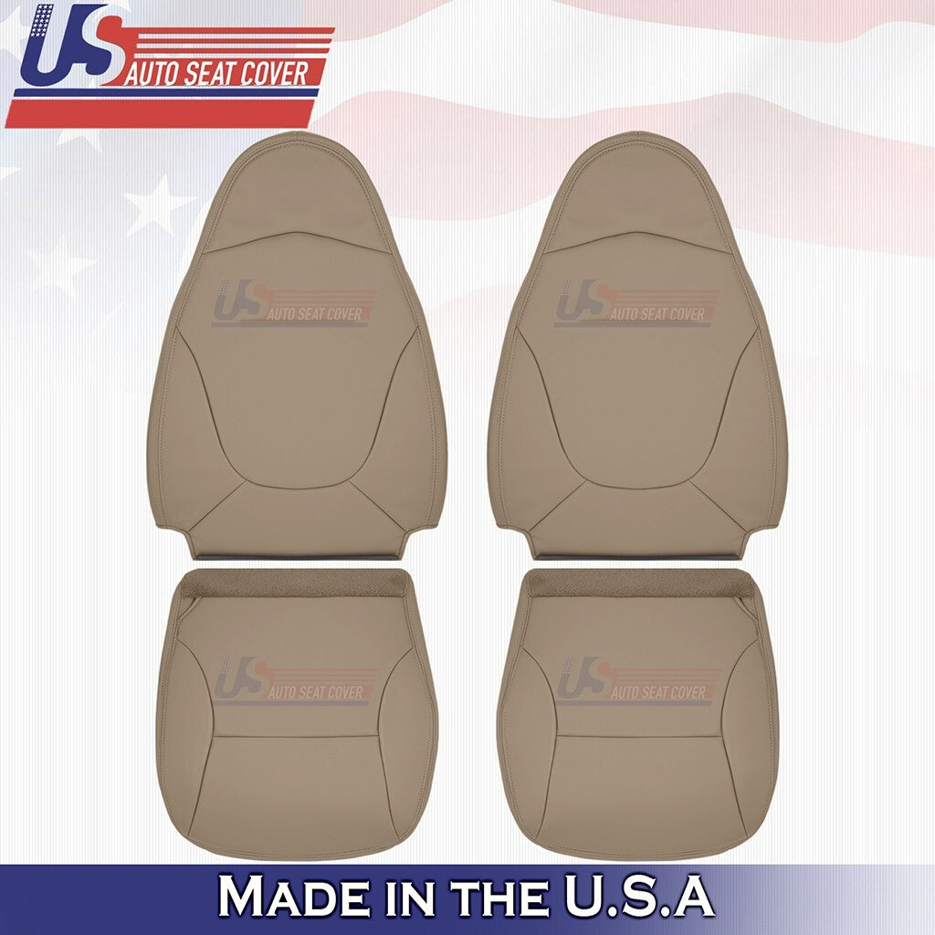 Front Set Bottoms &Tops Leather Seat Cover Tan For 1997 1998 Ford F150 Lariat