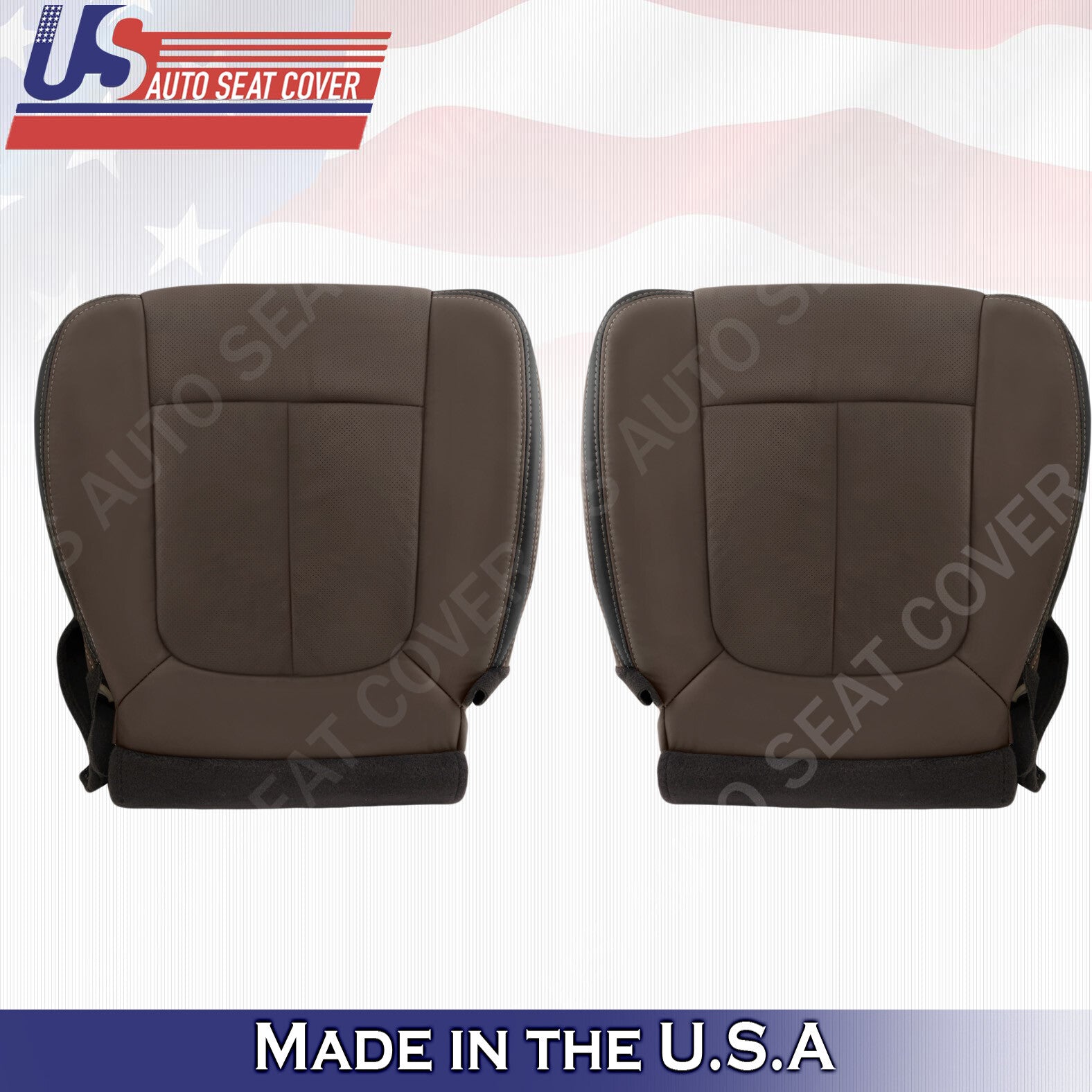 2013 to 2016 Ford F250 F350 Platinum Driver Passenger Leather Seat Cover Brown