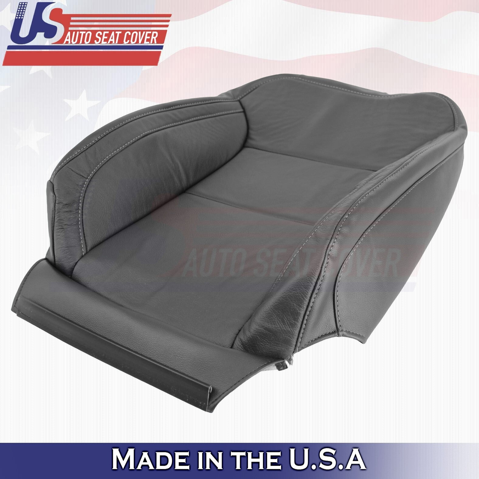 2020 For Chevy Silverado 1500 WT Front Driver Top & Bottom Leather Covers Black
