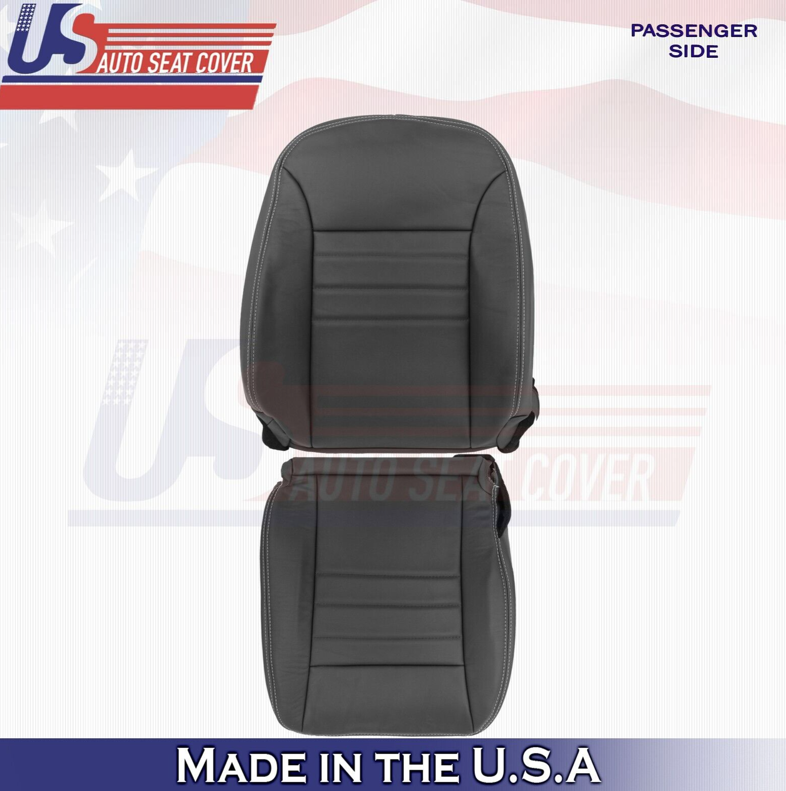 2011 2012 For Dodge Charger SXT Front Passenger Top & Bottom Leather Covers BLK